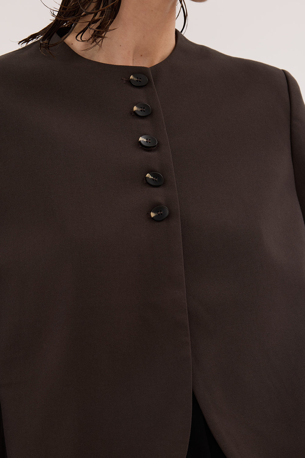 RYAN BITTER CHOC CROPPED BLAZER – DISSH