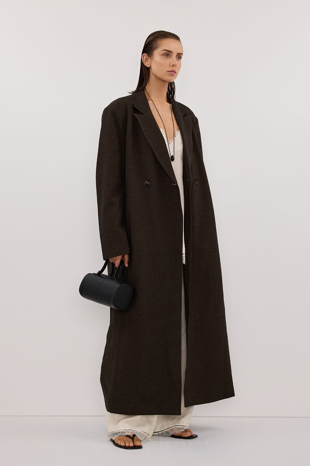BENTLEY CHOCOLATE WOOL BLEND COAT – DISSH