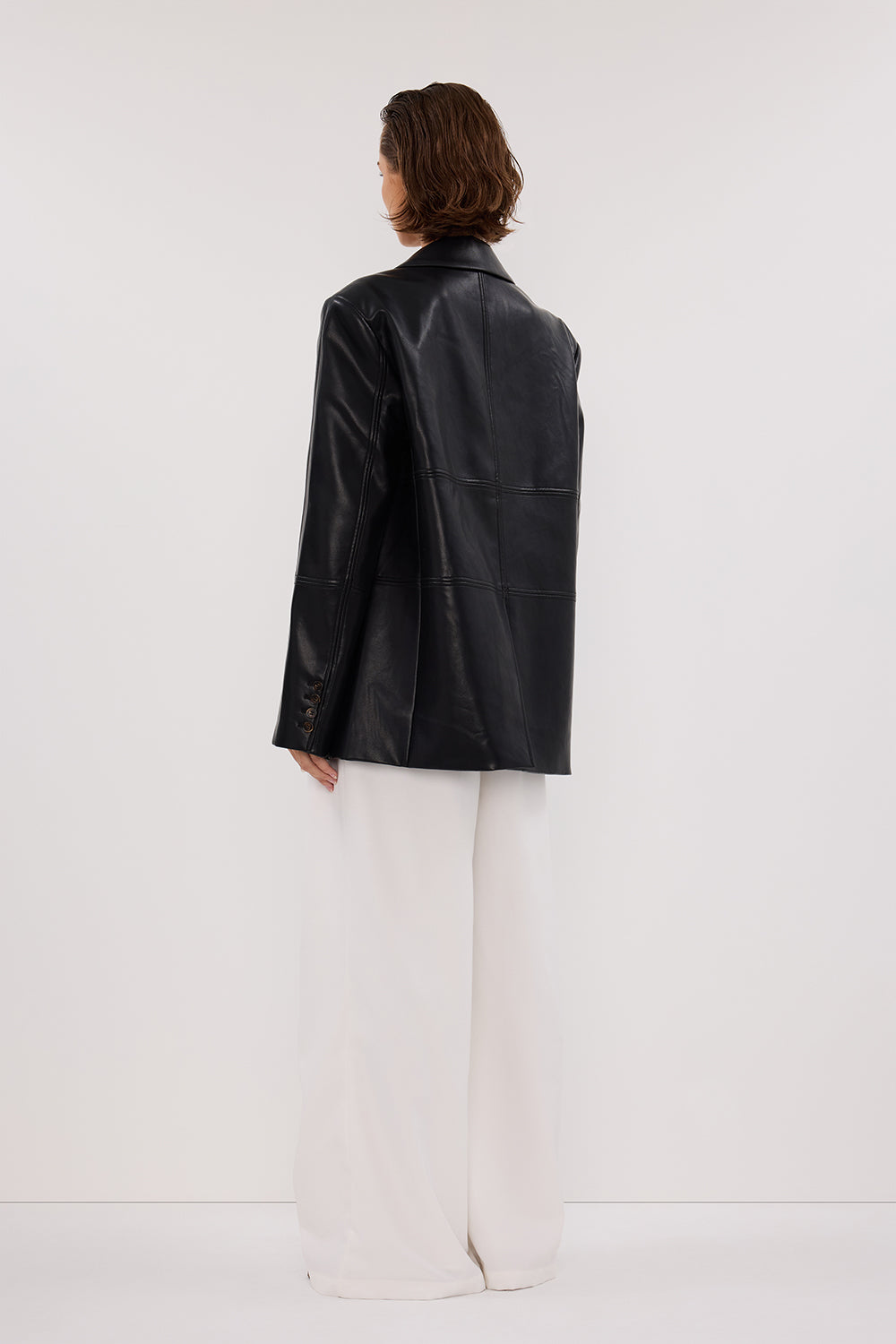 MONTY BLACK FAUX LEATHER BLAZER