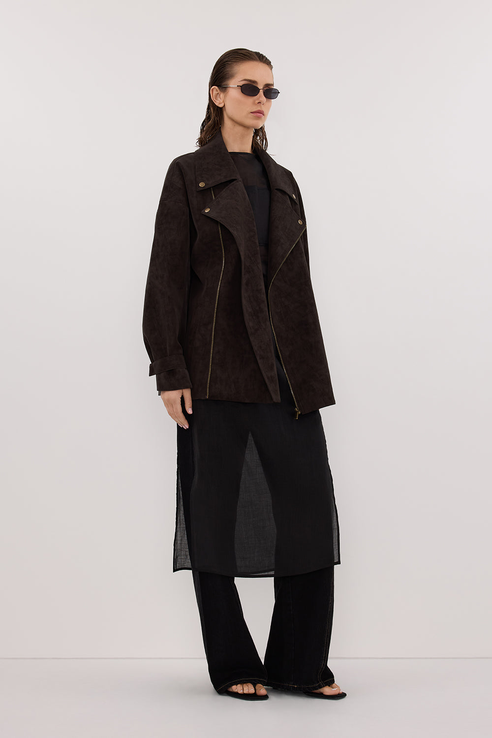 OAKLAND CHOC OVERSIZED FAUX SUEDE JACKET