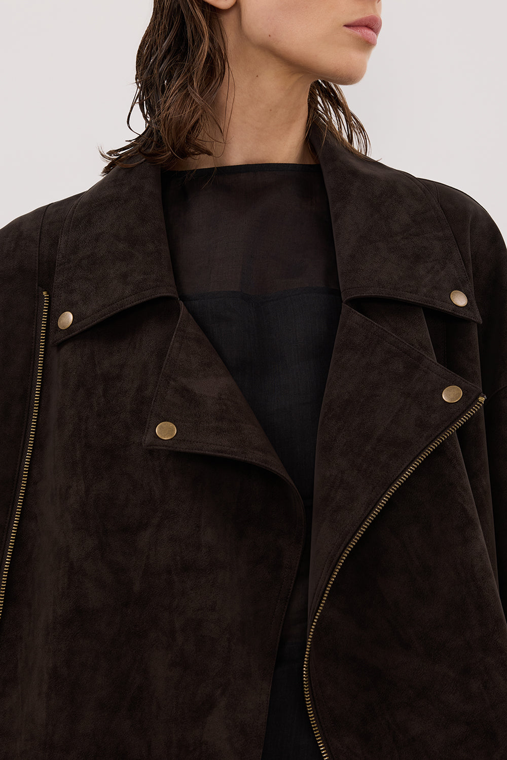 OAKLAND CHOC OVERSIZED FAUX SUEDE JACKET