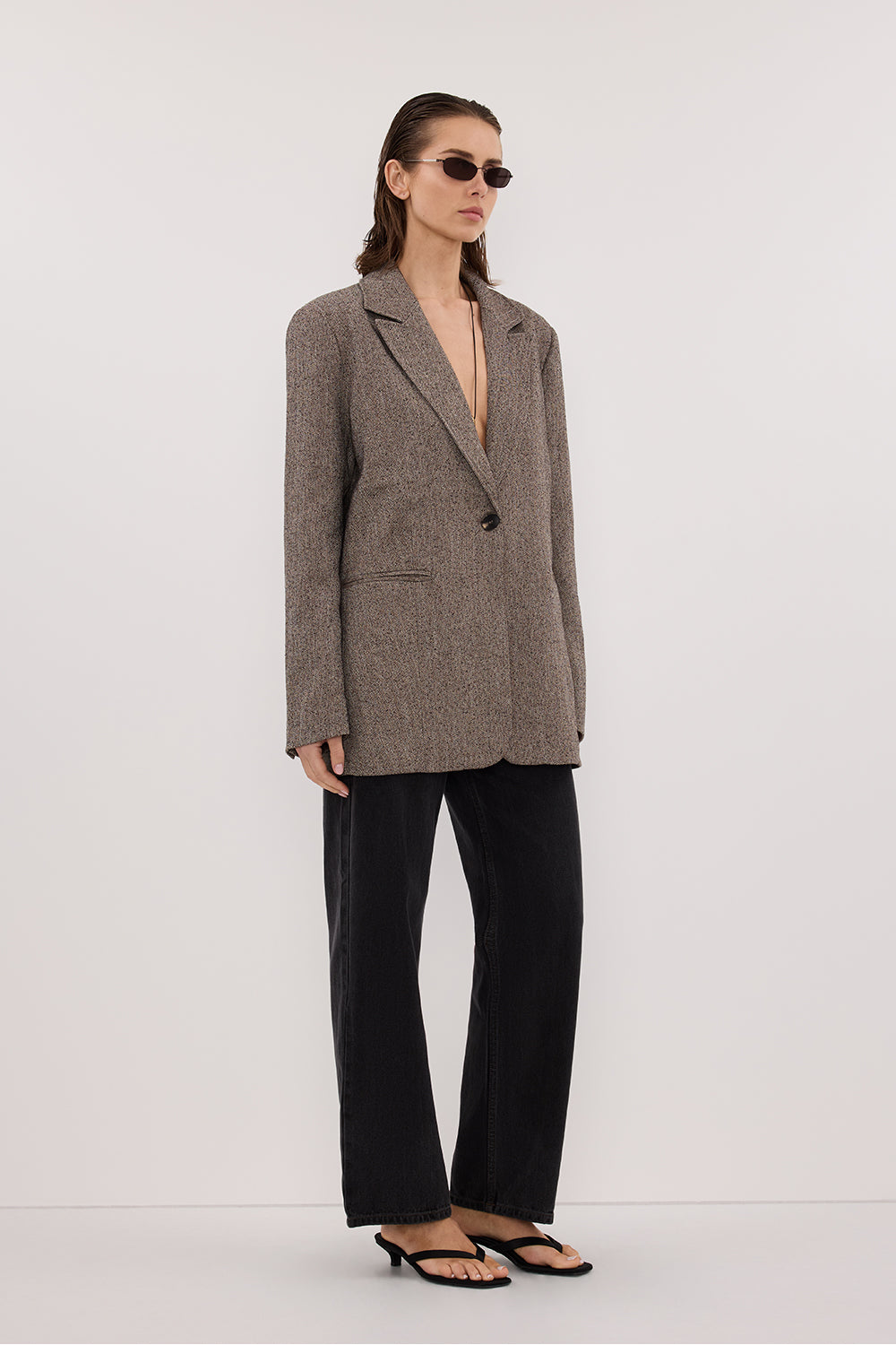FRANKIE CHOC OVERSIZED TWEED BOYFRIEND BLAZER