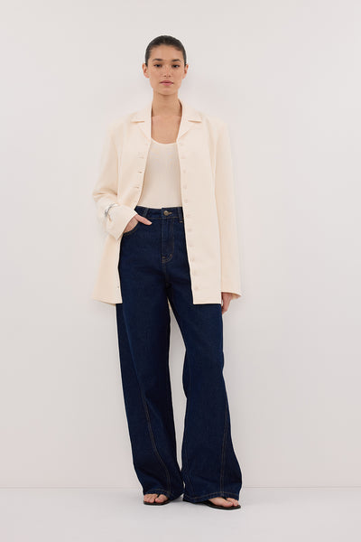 Aude wearing RYKER CREAM OVERSIZED BLAZER