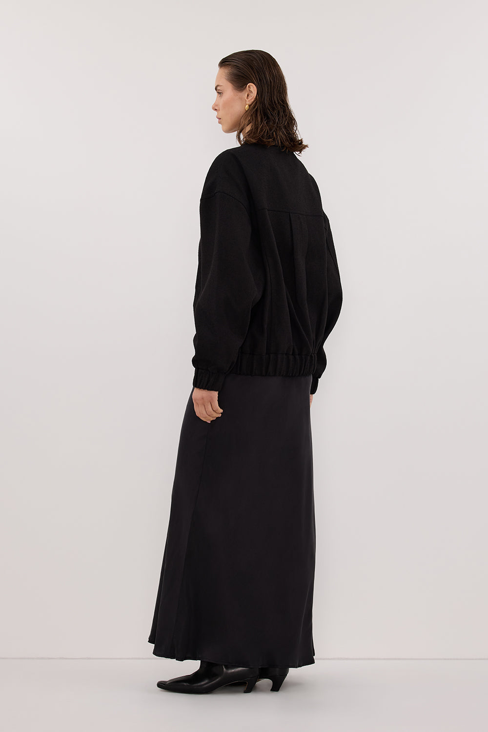 FRANKIE BLACK TWEED BOMBER JACKET – DISSH