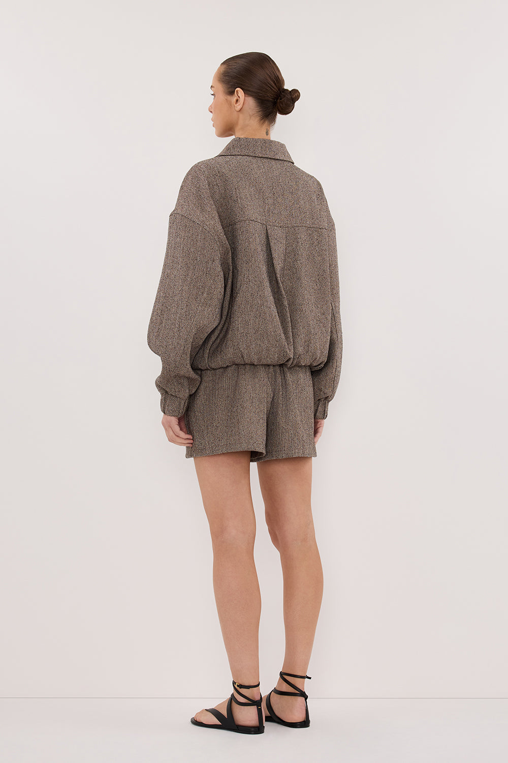 FRANKIE CHOC TWEED BOMBER JACKET