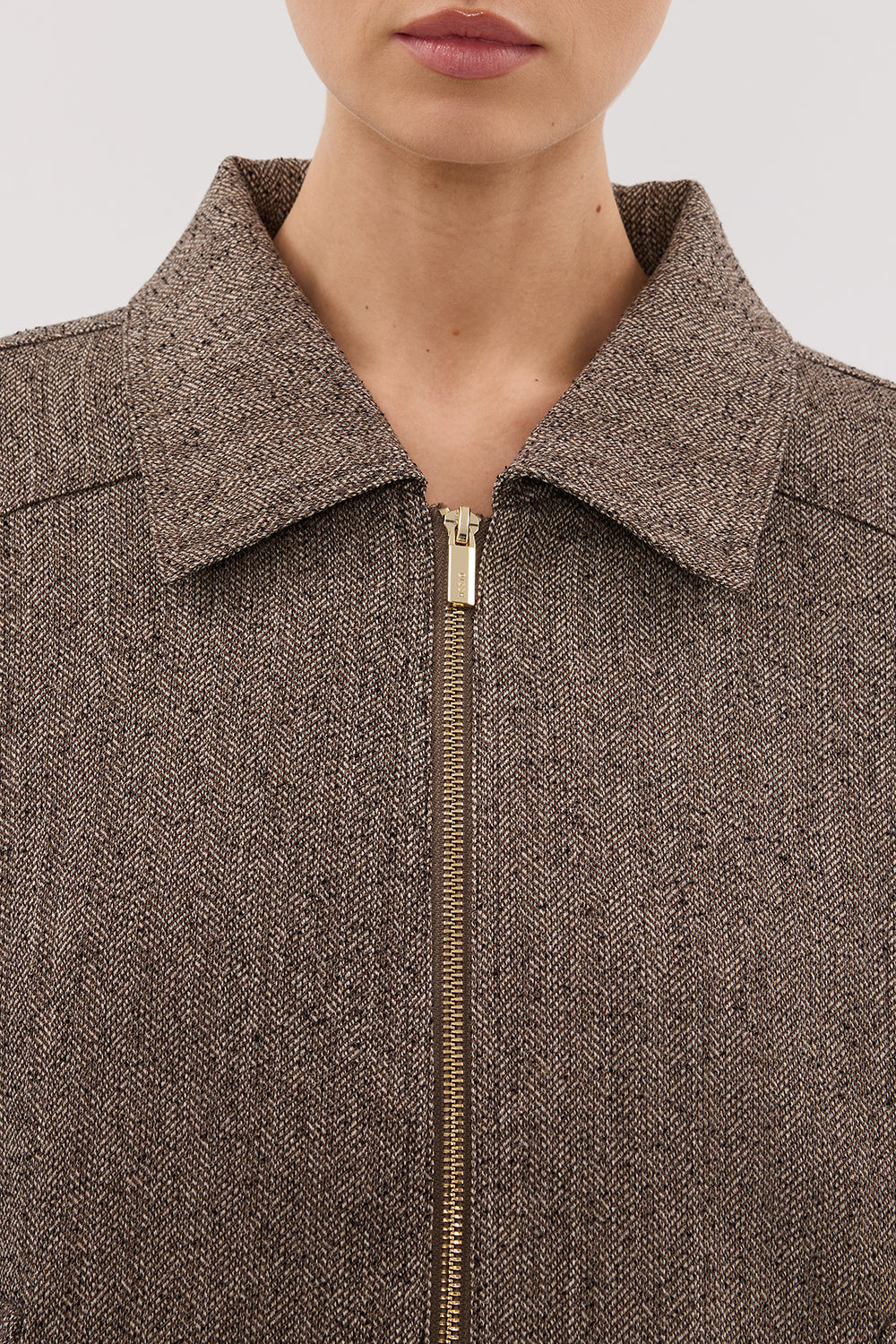 FRANKIE CHOC TWEED BOMBER JACKET