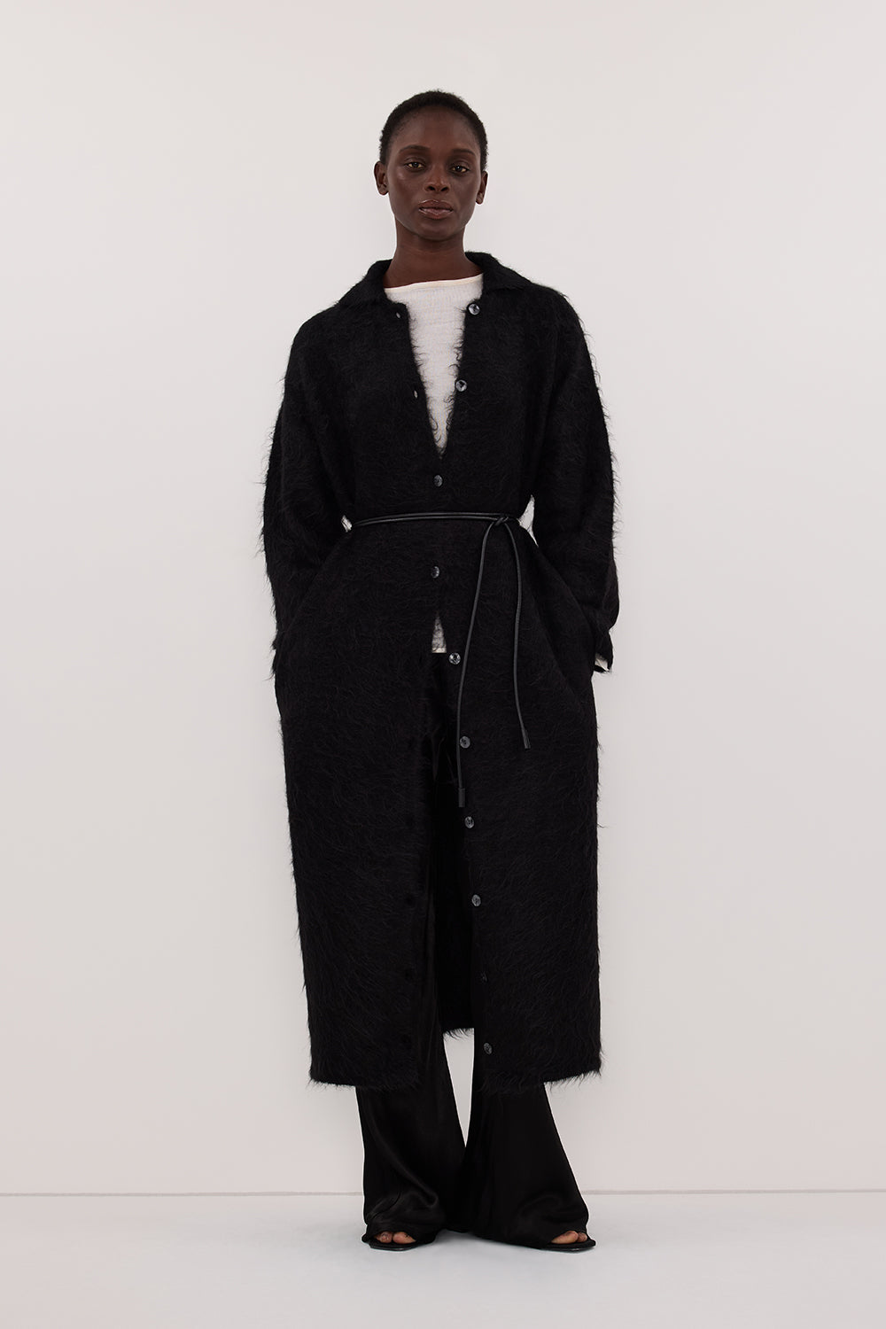SALMA BLACK CARDIGAN COAT