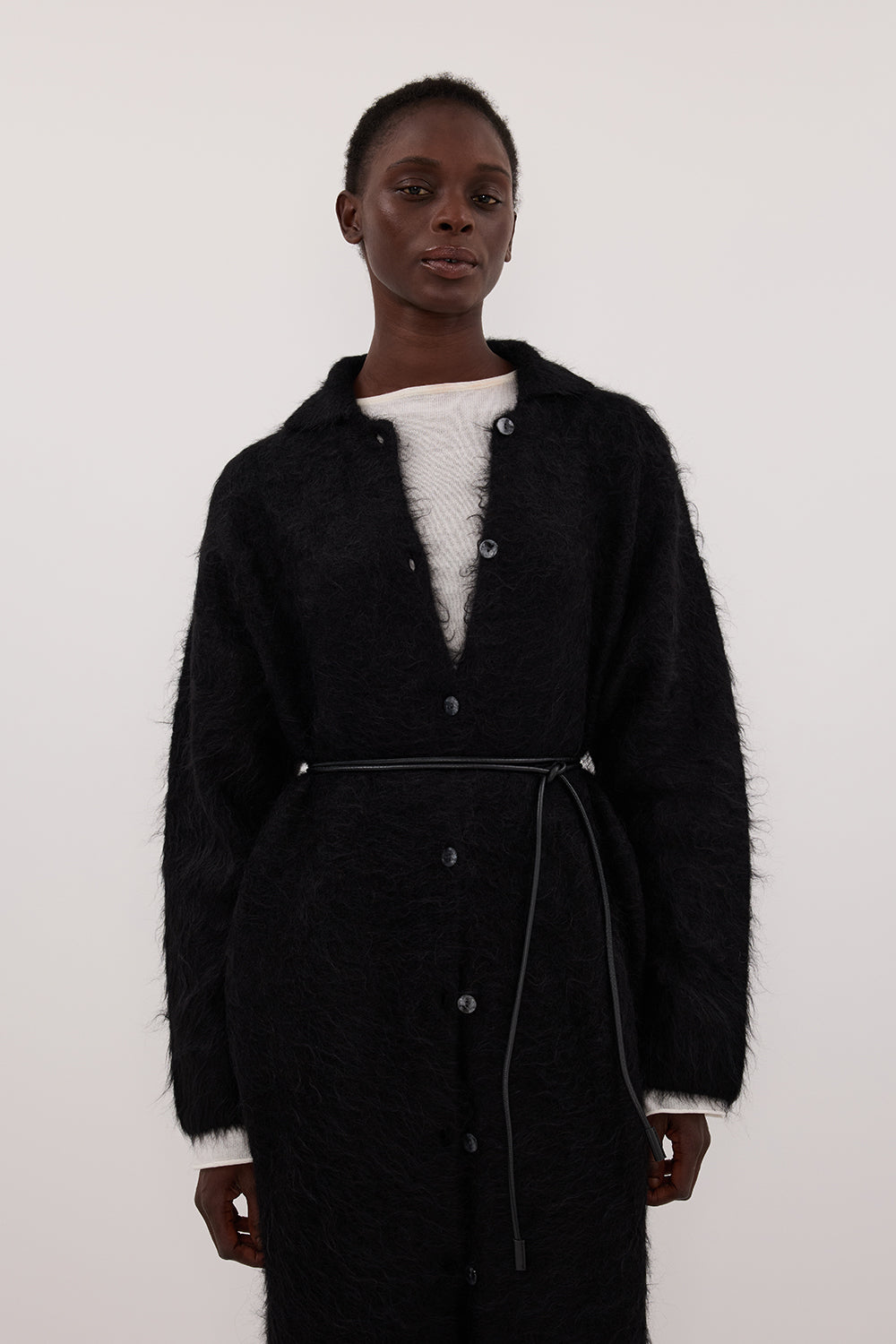 SALMA BLACK CARDIGAN COAT – DISSH