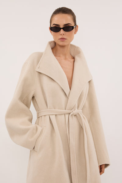 Stas wearing WREN BONE WOOL BLEND COAT