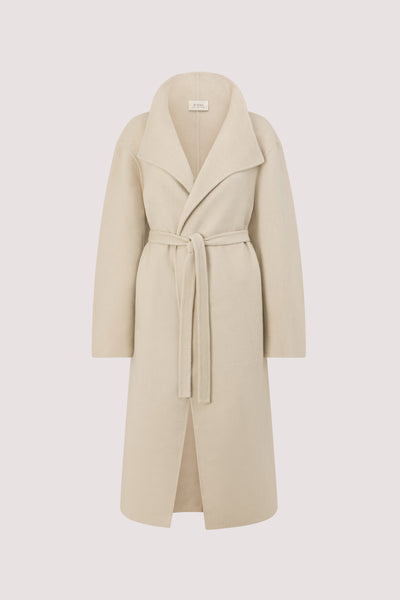 Holly wearing WREN BONE WOOL BLEND COAT