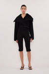 LUCIA BLACK CROPPED WOOL BLEND TRENCH COAT