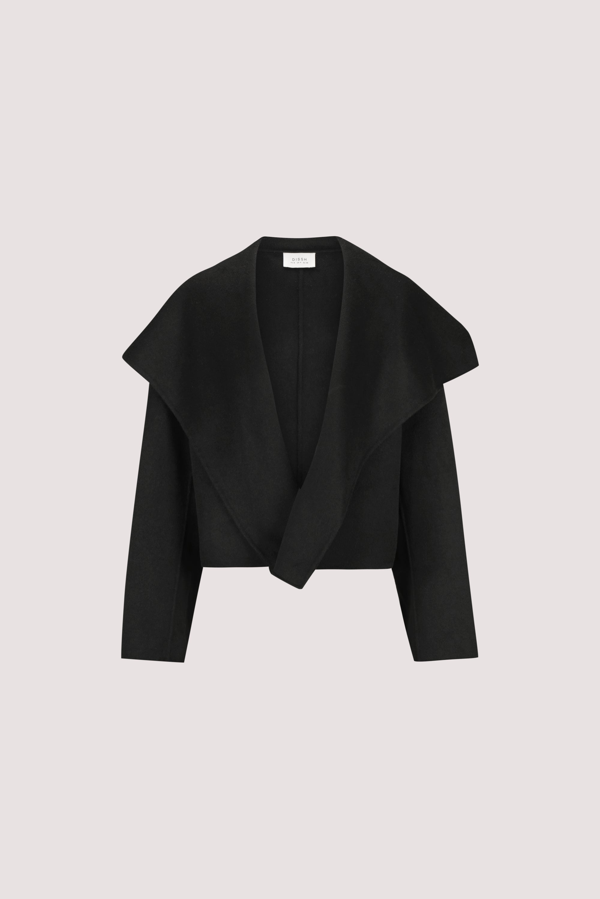 LUCIA BLACK CROPPED WOOL BLEND TRENCH COAT