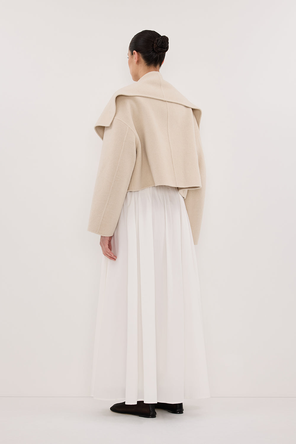 LUCIA BONE CROPPED WOOL BLEND TRENCH COAT