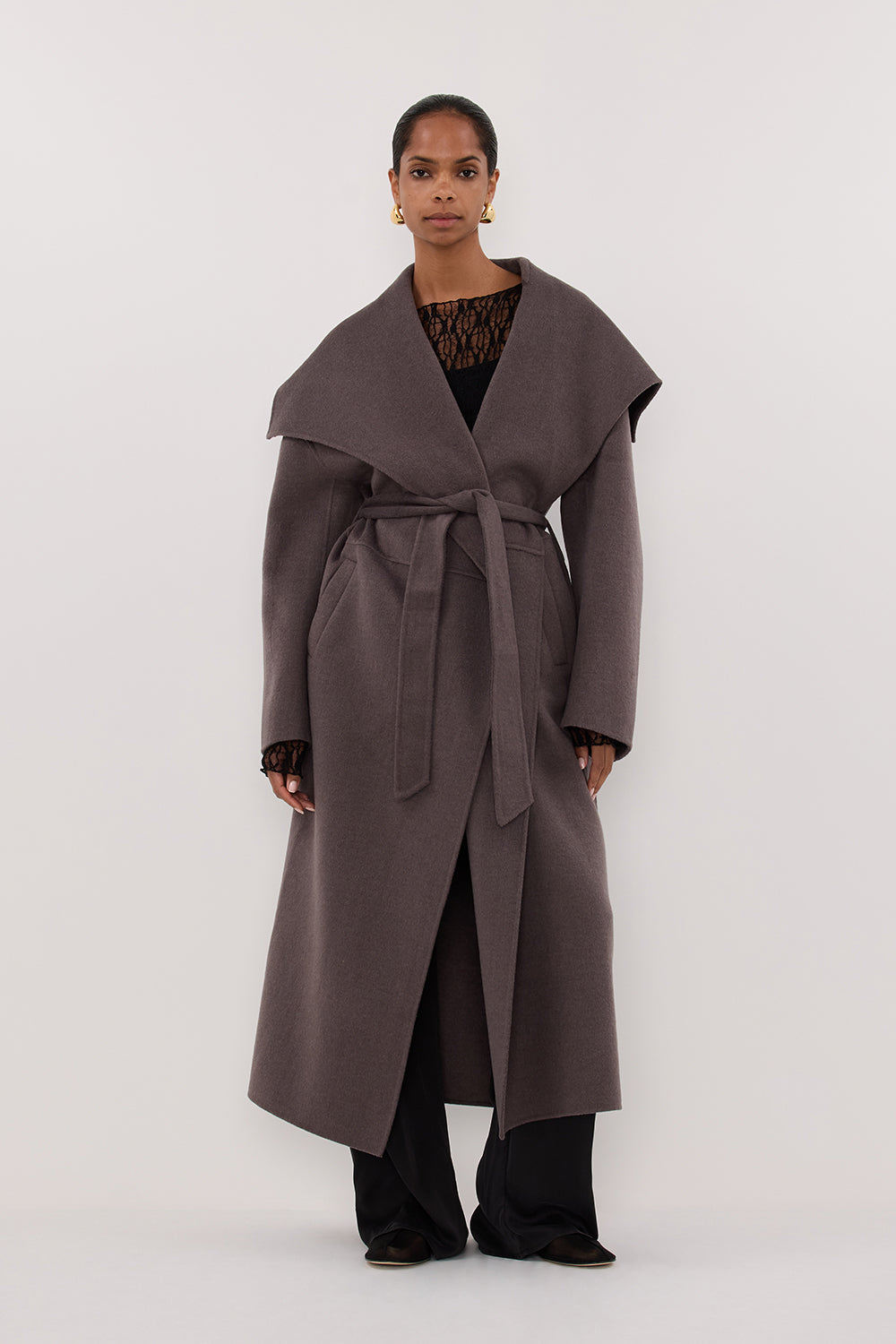 LUCIA TURKISH COFFEE OVERSIZED MARLE COAT