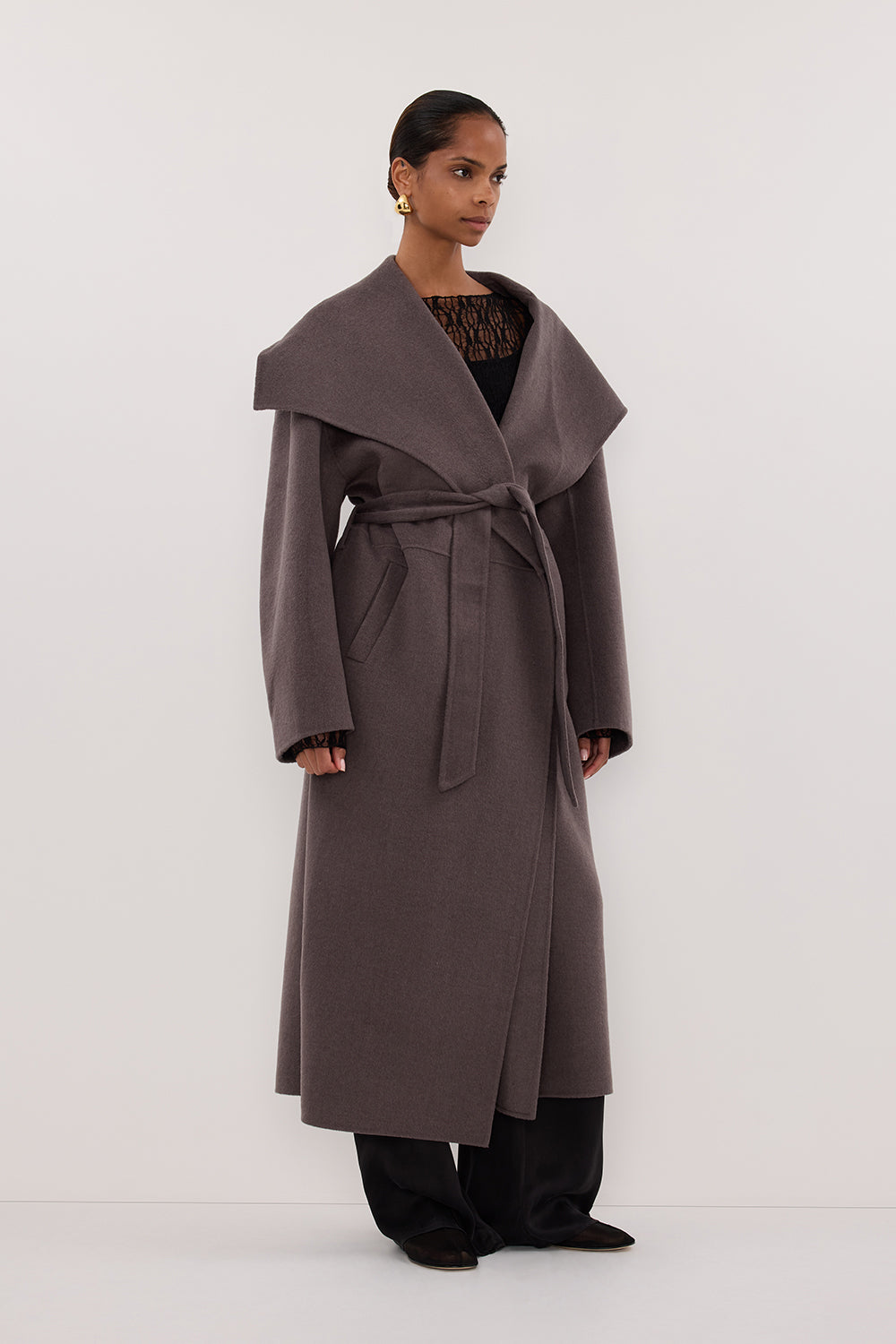 LUCIA TURKISH COFFEE OVERSIZED MARLE COAT