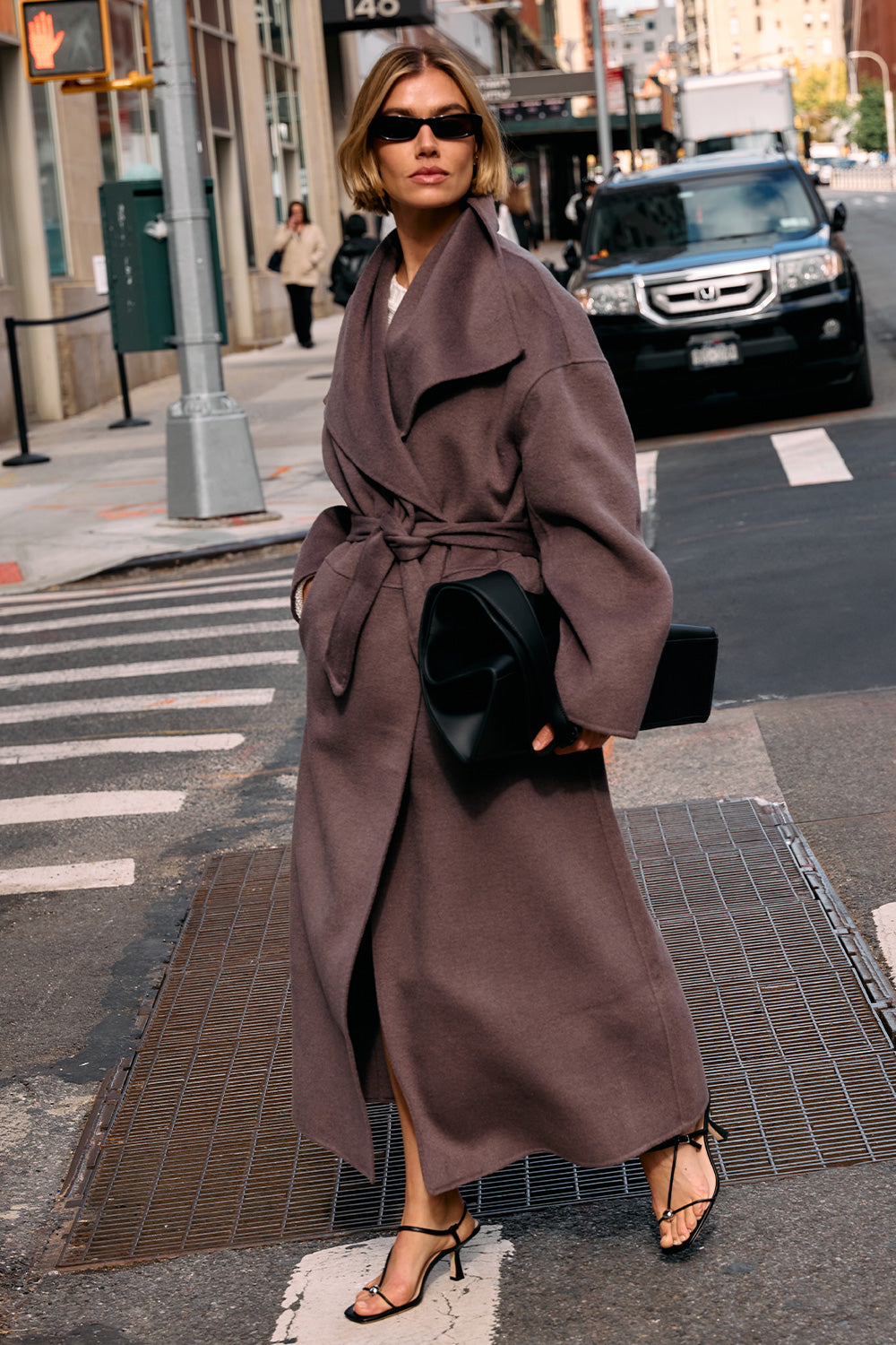 LUCIA TURKISH COFFEE OVERSIZED MARLE COAT