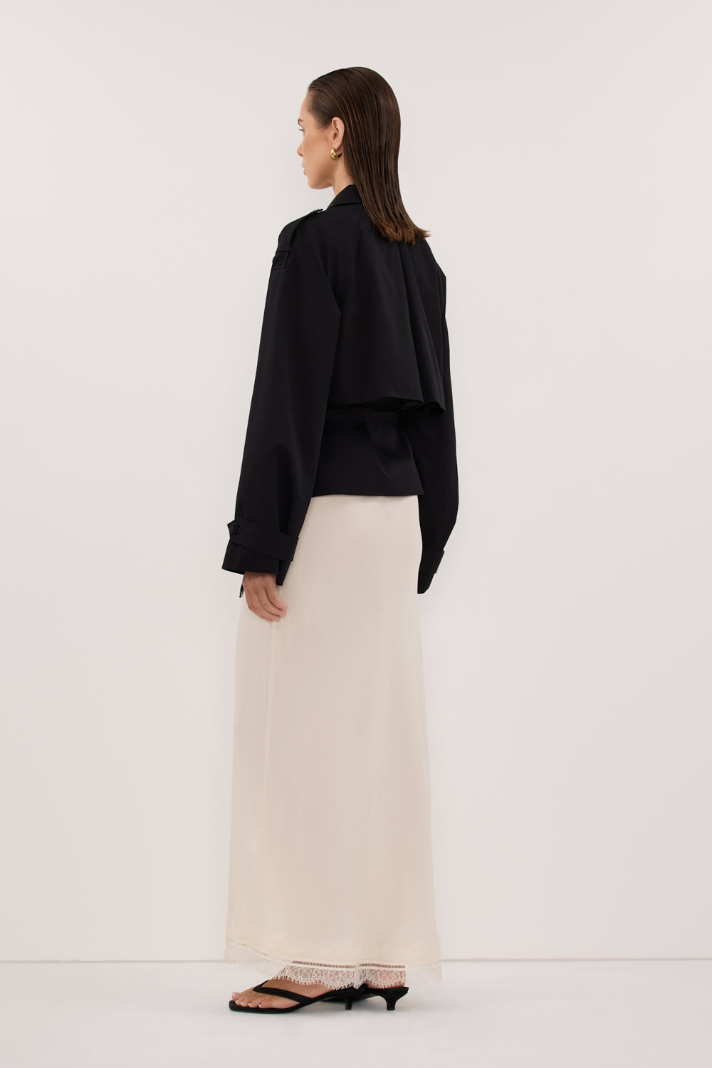 GABRIEL BLACK CROPPED TRENCH COAT
