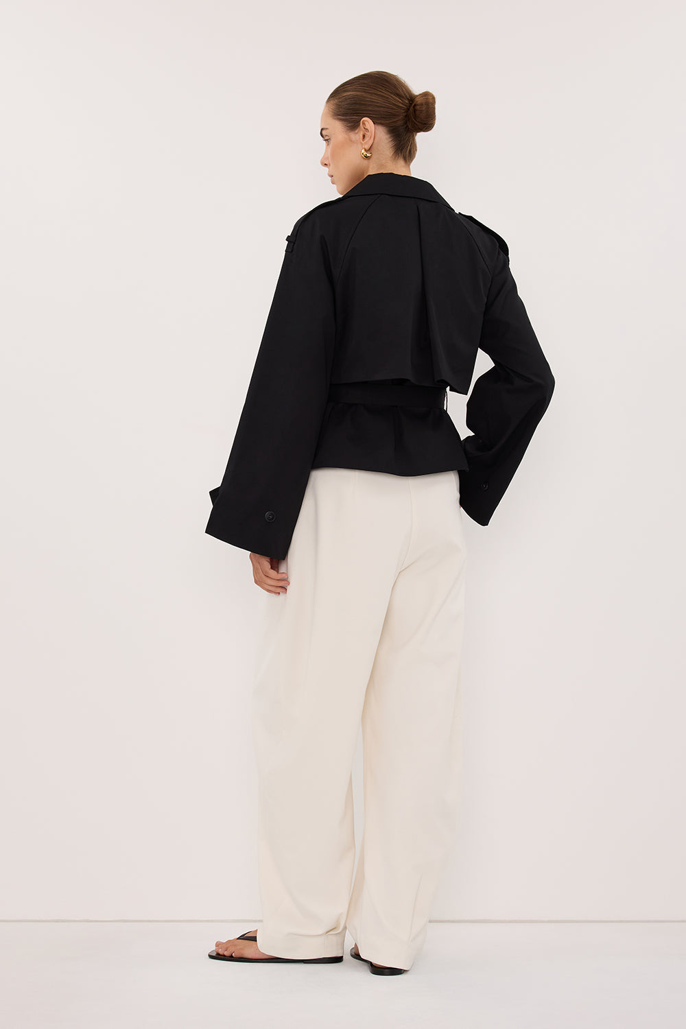 GABRIEL BLACK CROPPED TRENCH COAT