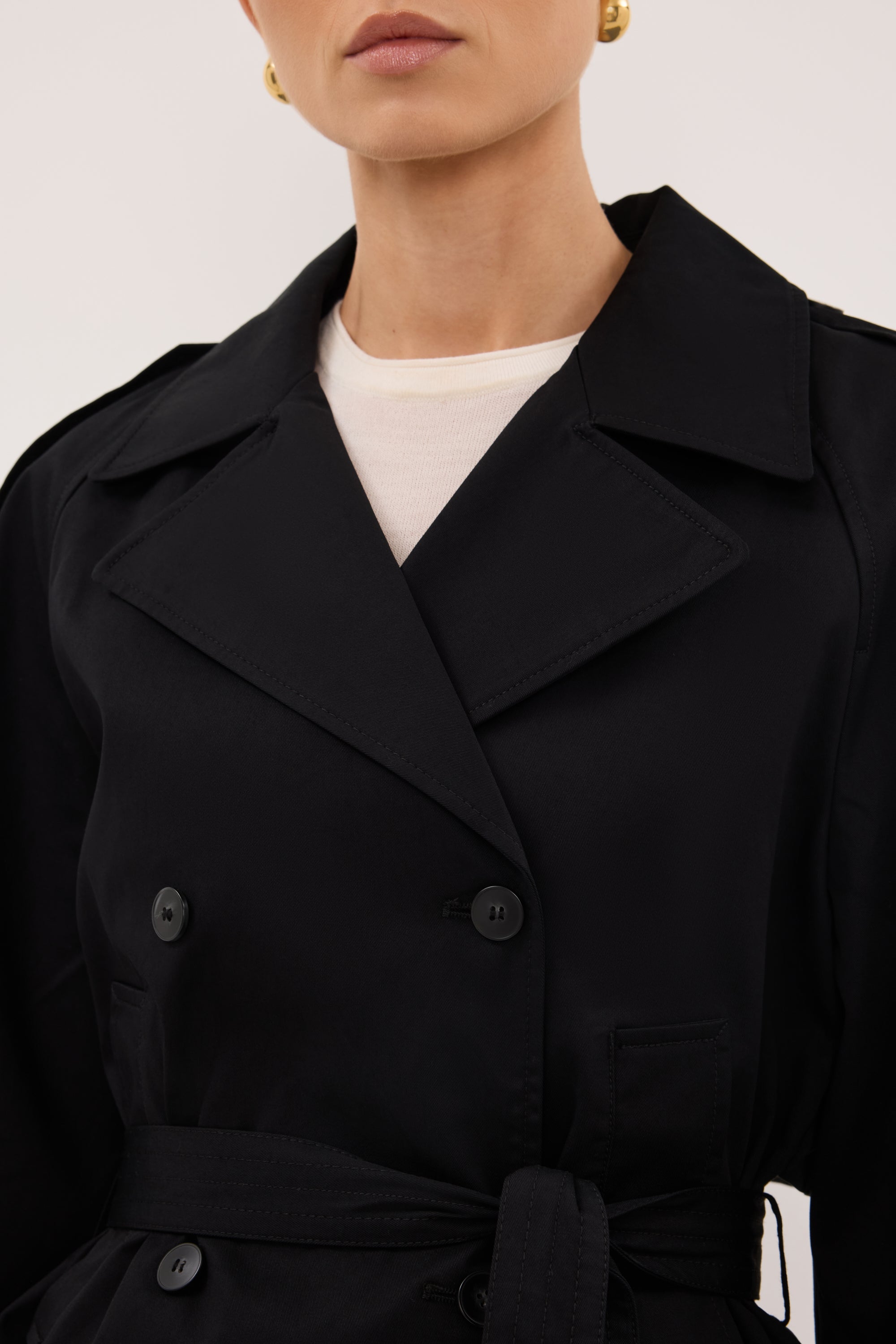 GABRIEL BLACK CROPPED TRENCH COAT
