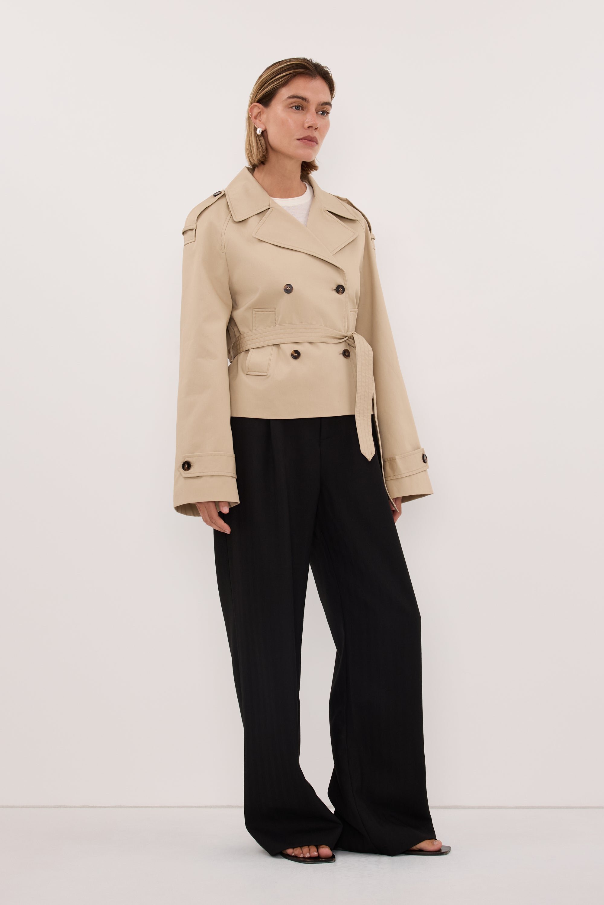 GABRIEL NATURAL CROPPED TRENCH COAT