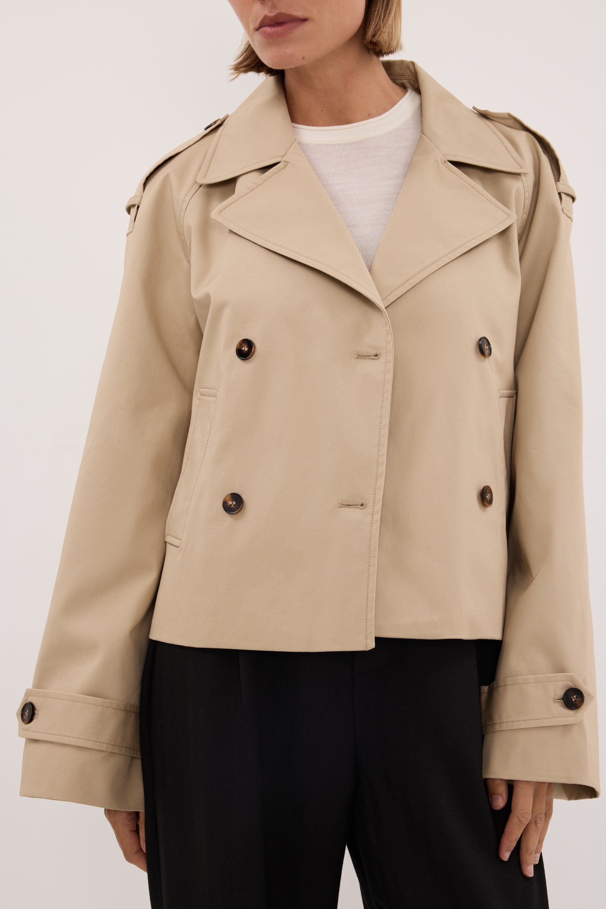 GABRIEL NATURAL CROPPED TRENCH COAT
