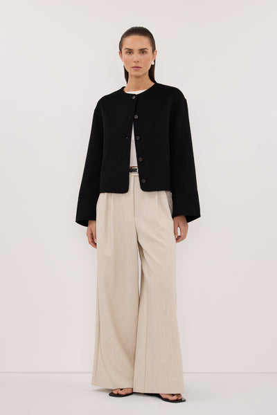 JACLYN BLACK CROPPED WOOL BLEND COAT – DISSH