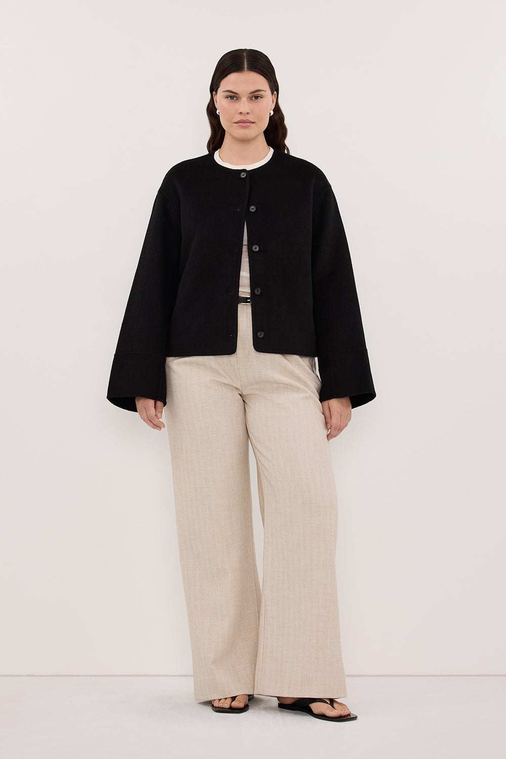 JACLYN BLACK CROPPED COAT