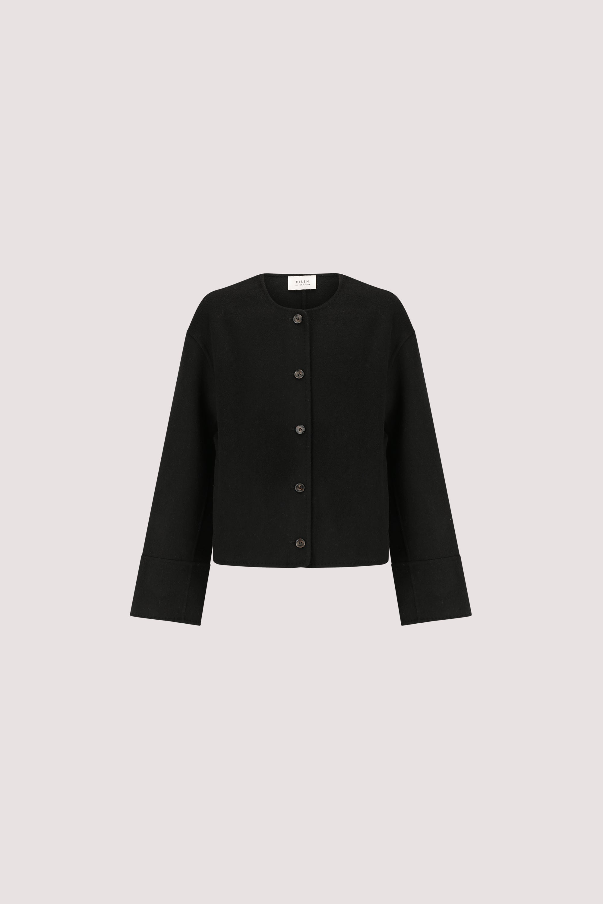 JACLYN BLACK CROPPED WOOL BLEND COAT – DISSH