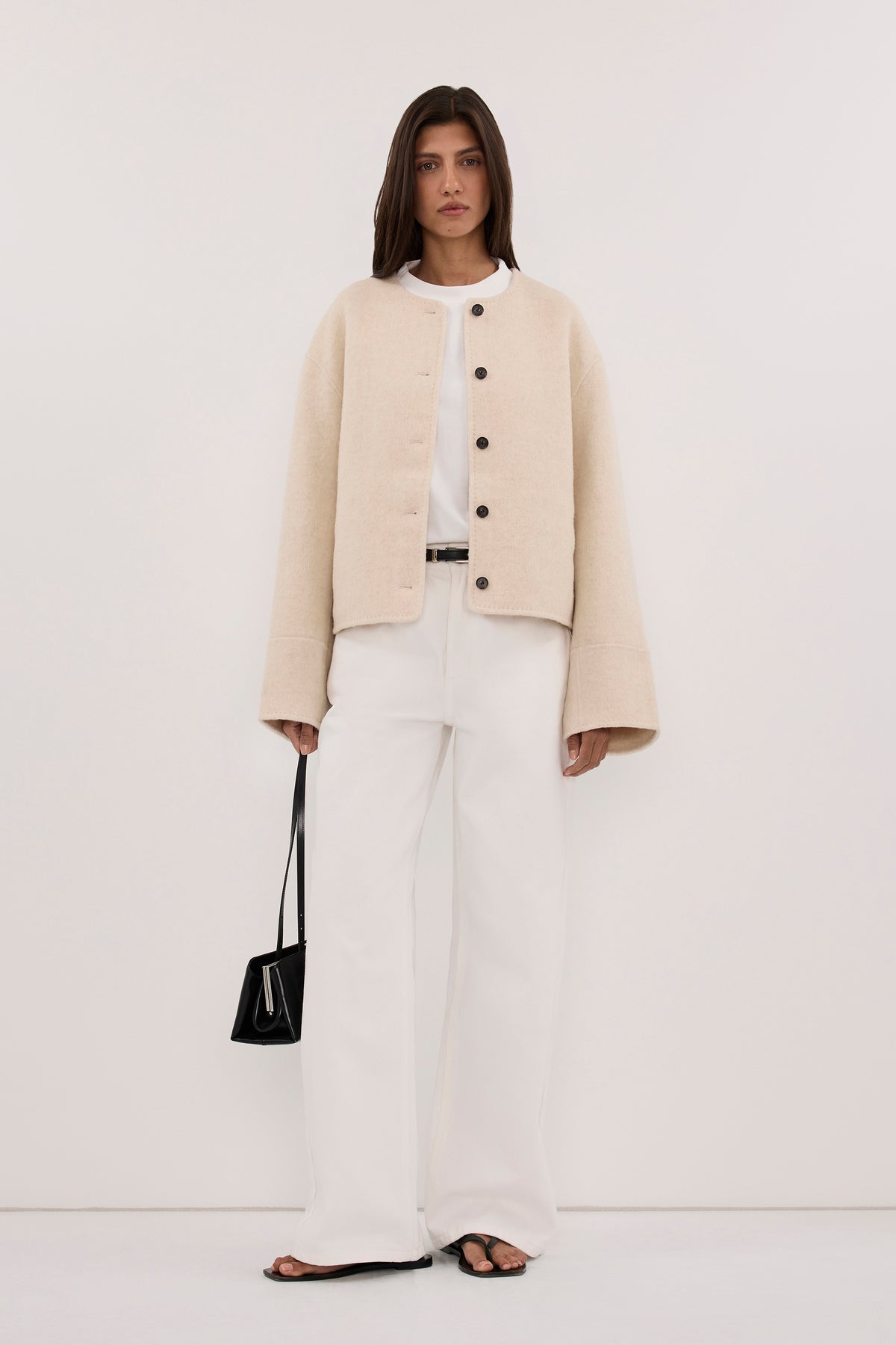 JACLYN IVORY MARLE CROPPED WOOL BLEND COAT – DISSH