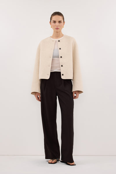 JACLYN IVORY MARLE CROPPED WOOL BLEND COAT – DISSH