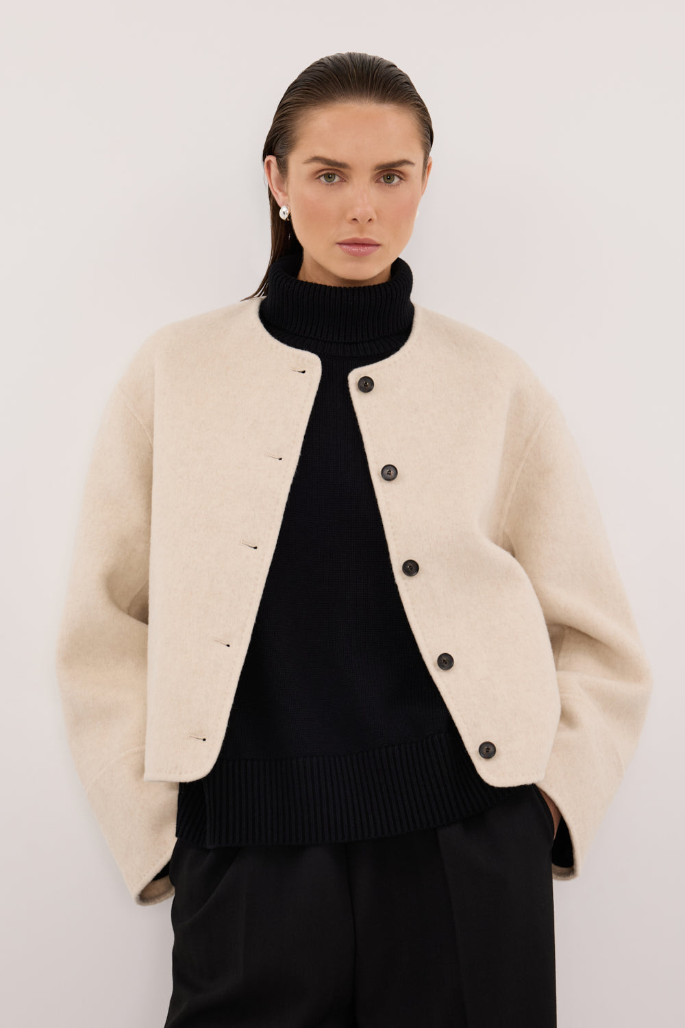 JACLYN IVORY MARLE CROPPED COAT