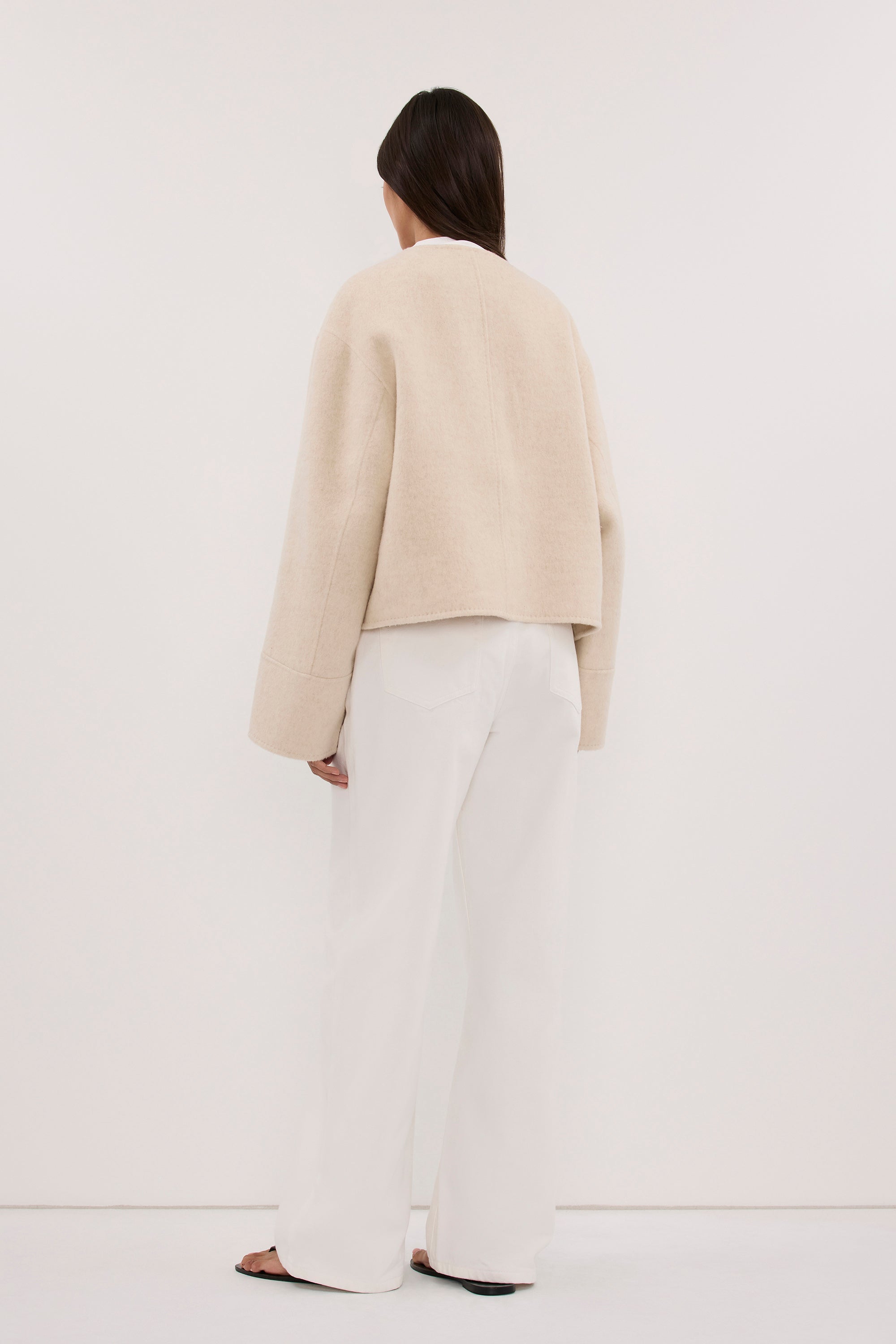 JACLYN IVORY MARLE CROPPED WOOL BLEND COAT – DISSH