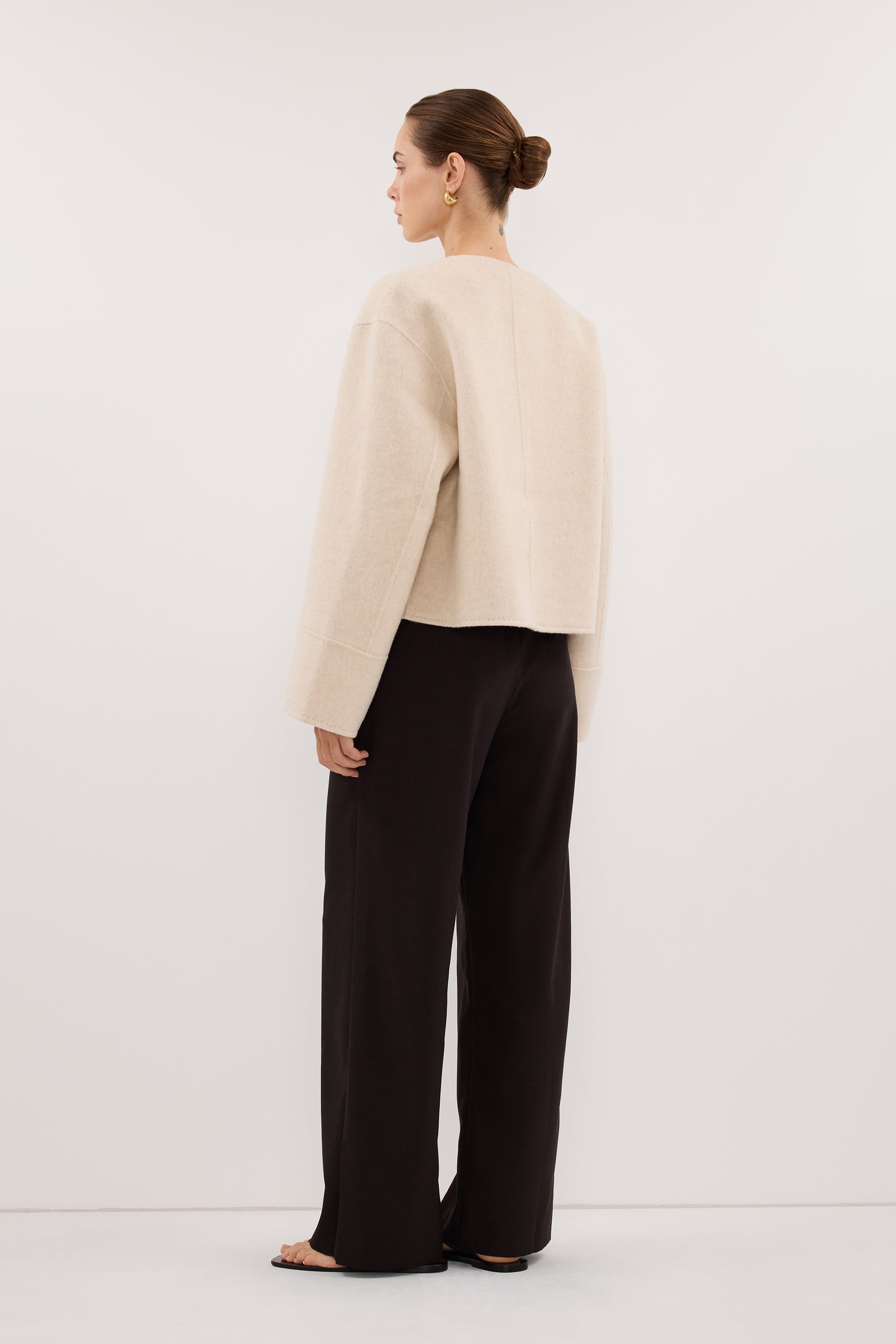 JACLYN IVORY MARLE CROPPED WOOL BLEND COAT