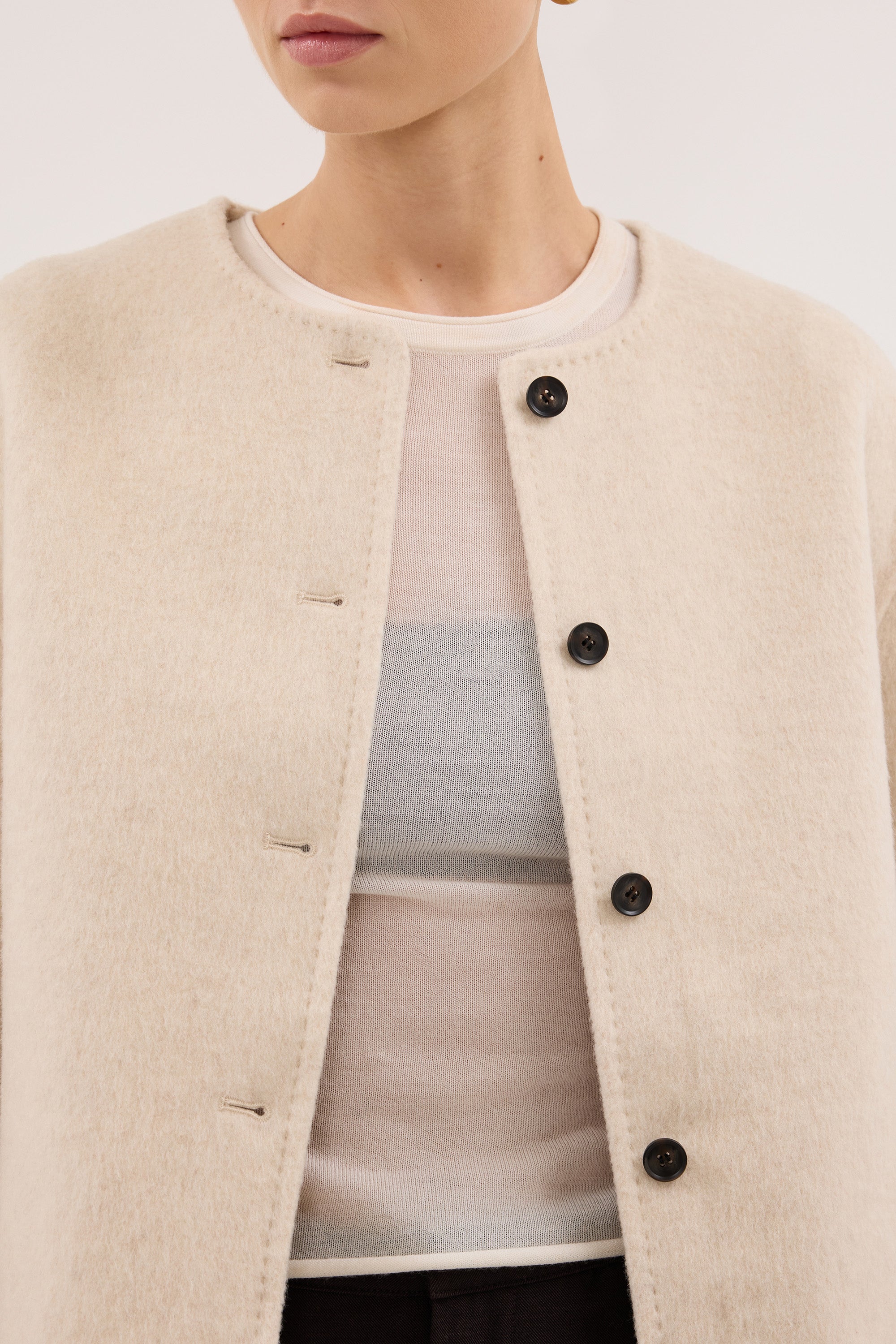 JACLYN IVORY MARLE CROPPED WOOL BLEND COAT