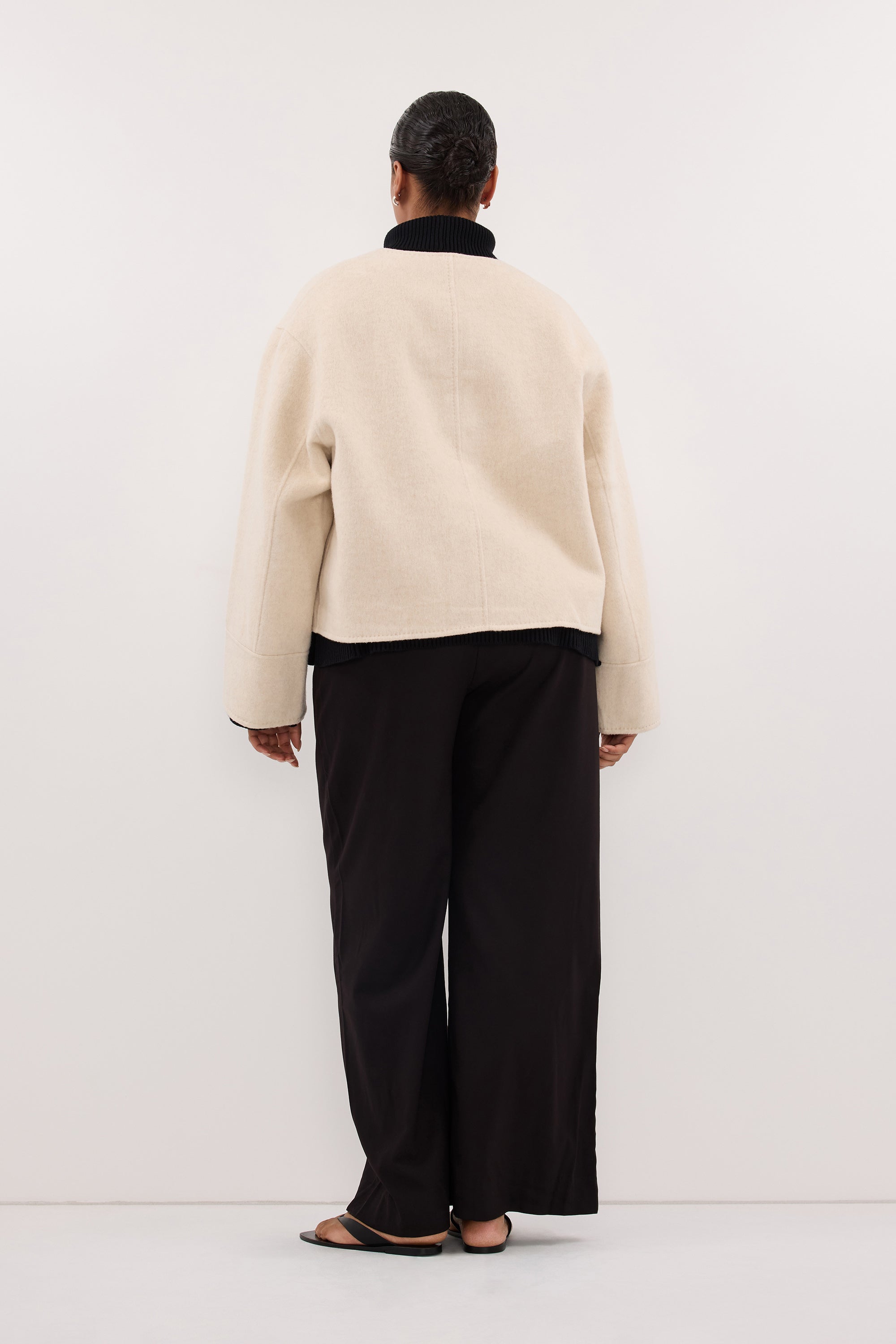 Jaclyn Cropped Wool Blend Coat in Ivory Marle By DISSH Jaclyn Cropped Wool Blend Coat in Ivory Marle By DISSH