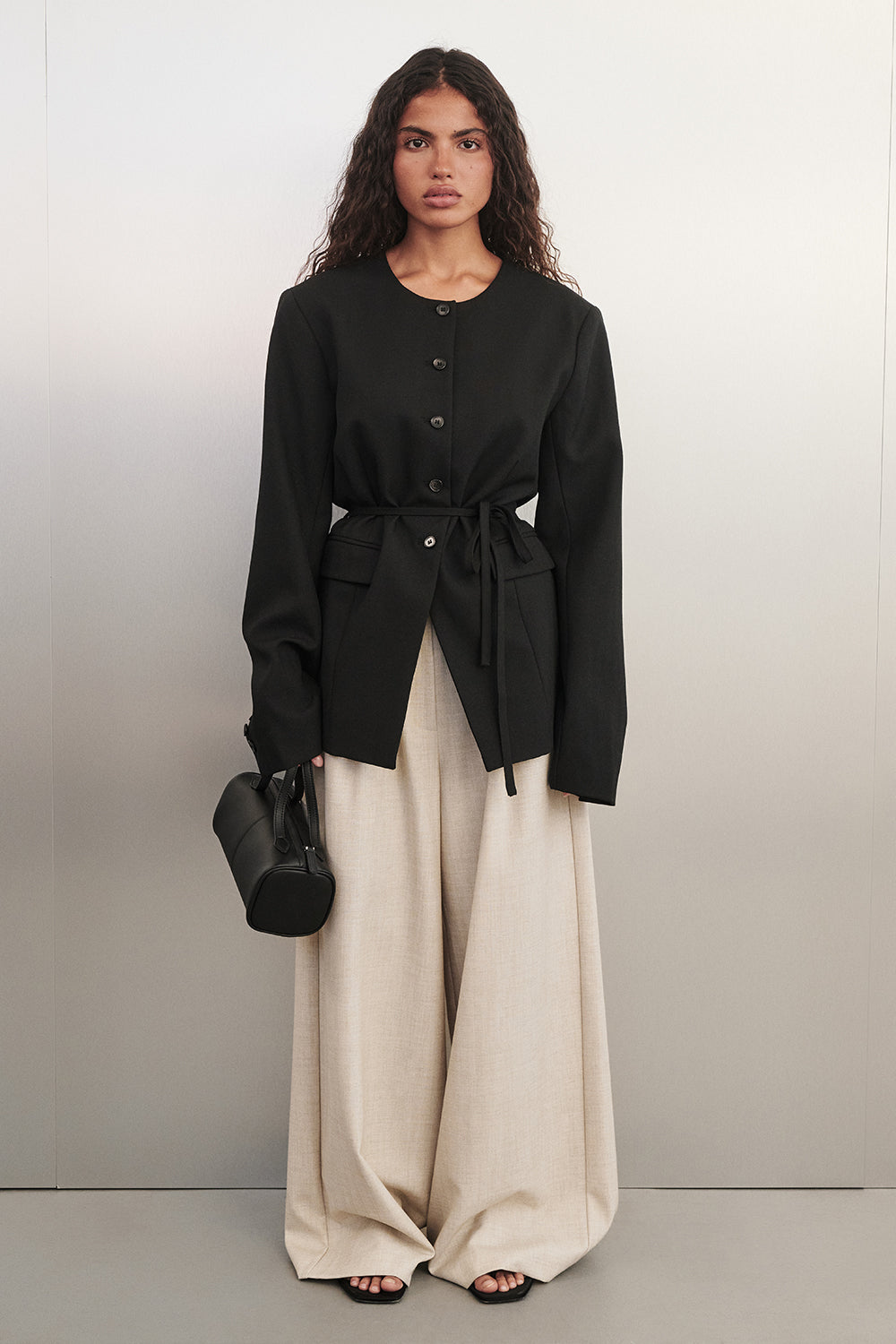 CYRUS BLACK COLLARLESS BLAZER