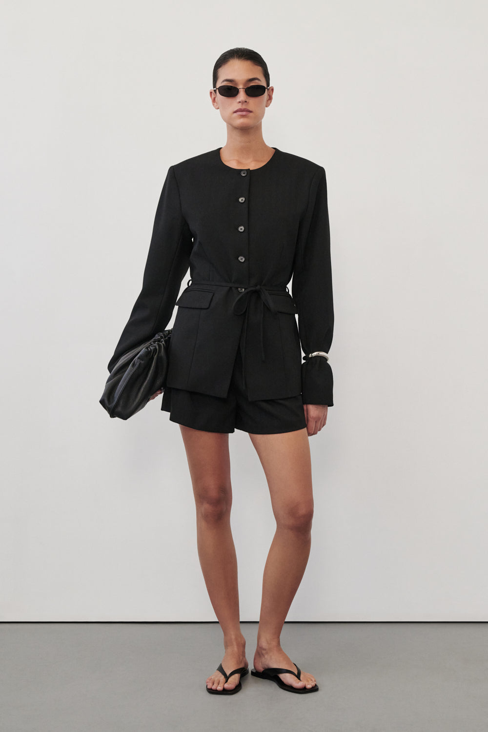 CYRUS BLACK COLLARLESS BLAZER