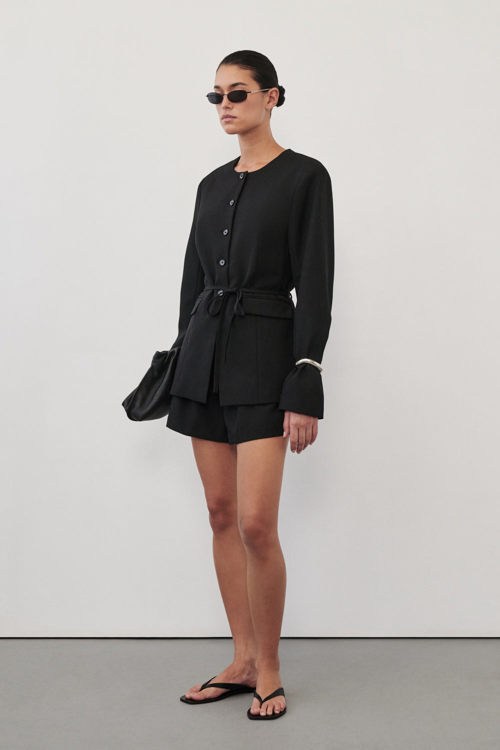 CYRUS BLACK COLLARLESS BLAZER