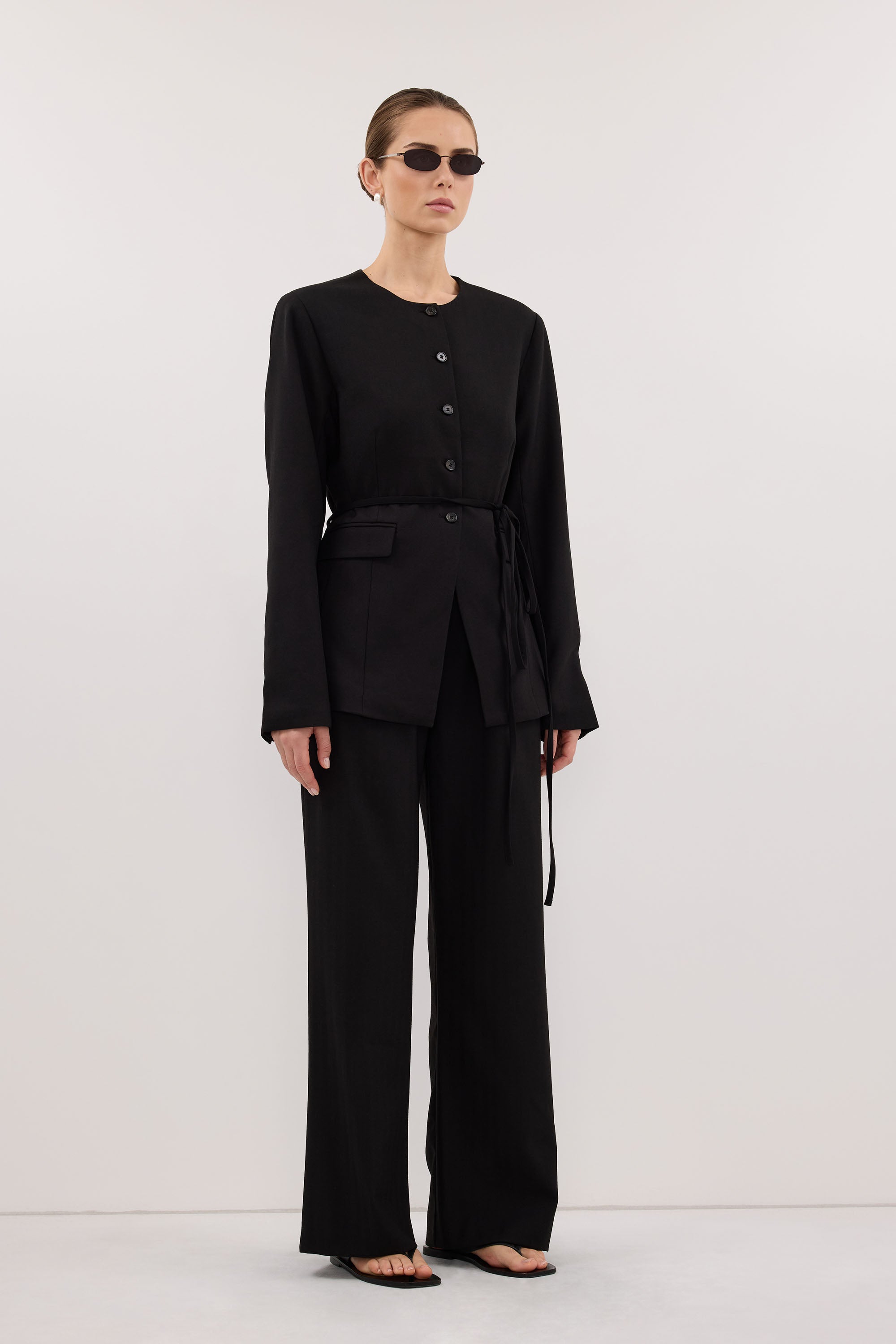 CYRUS BLACK COLLARLESS BLAZER
