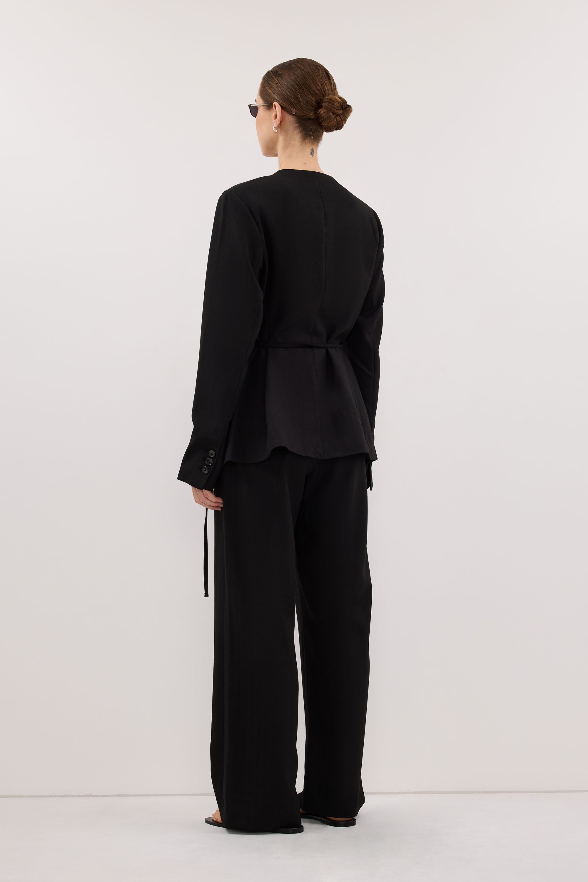 CYRUS BLACK COLLARLESS BLAZER