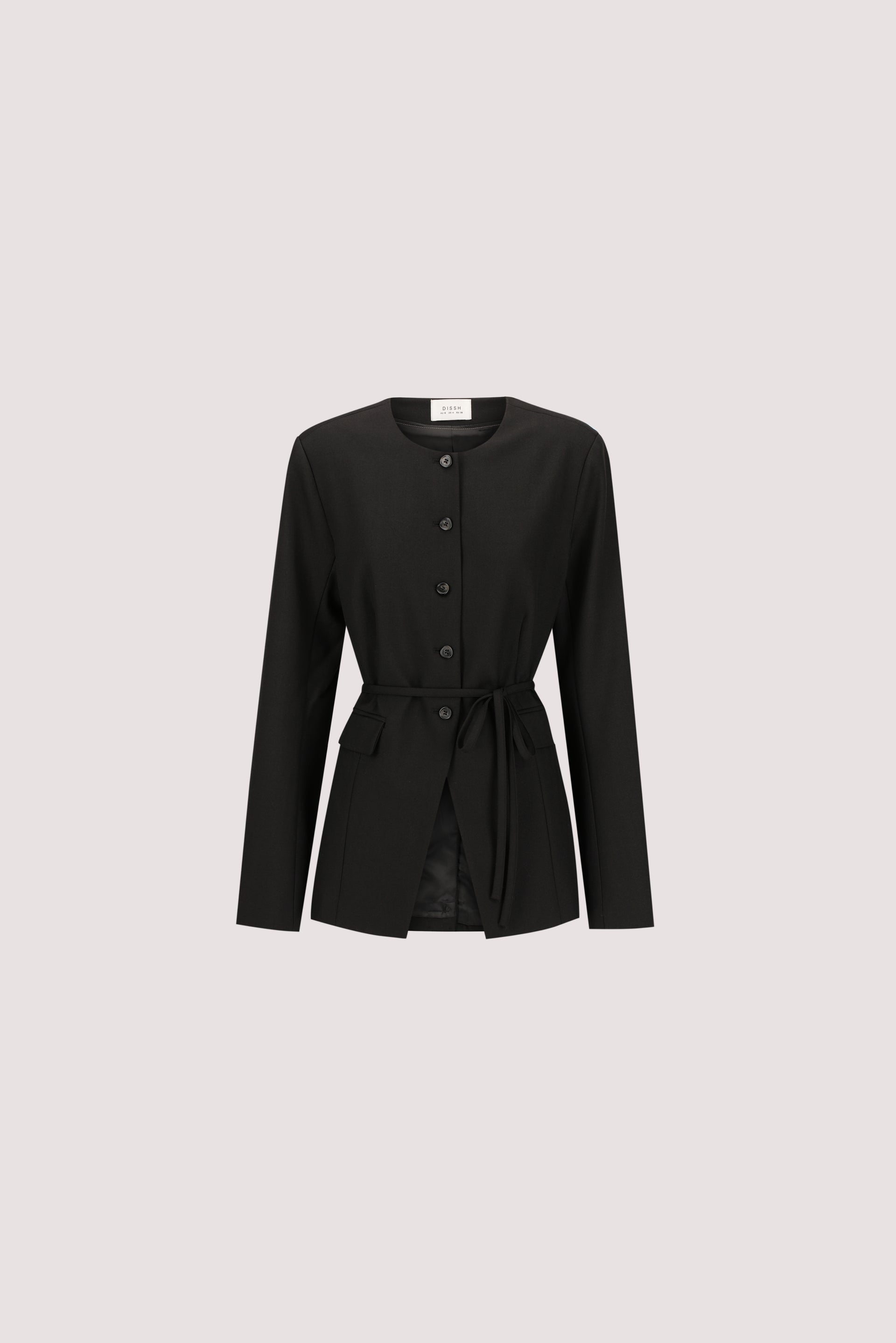 CYRUS BLACK COLLARLESS BLAZER – DISSH