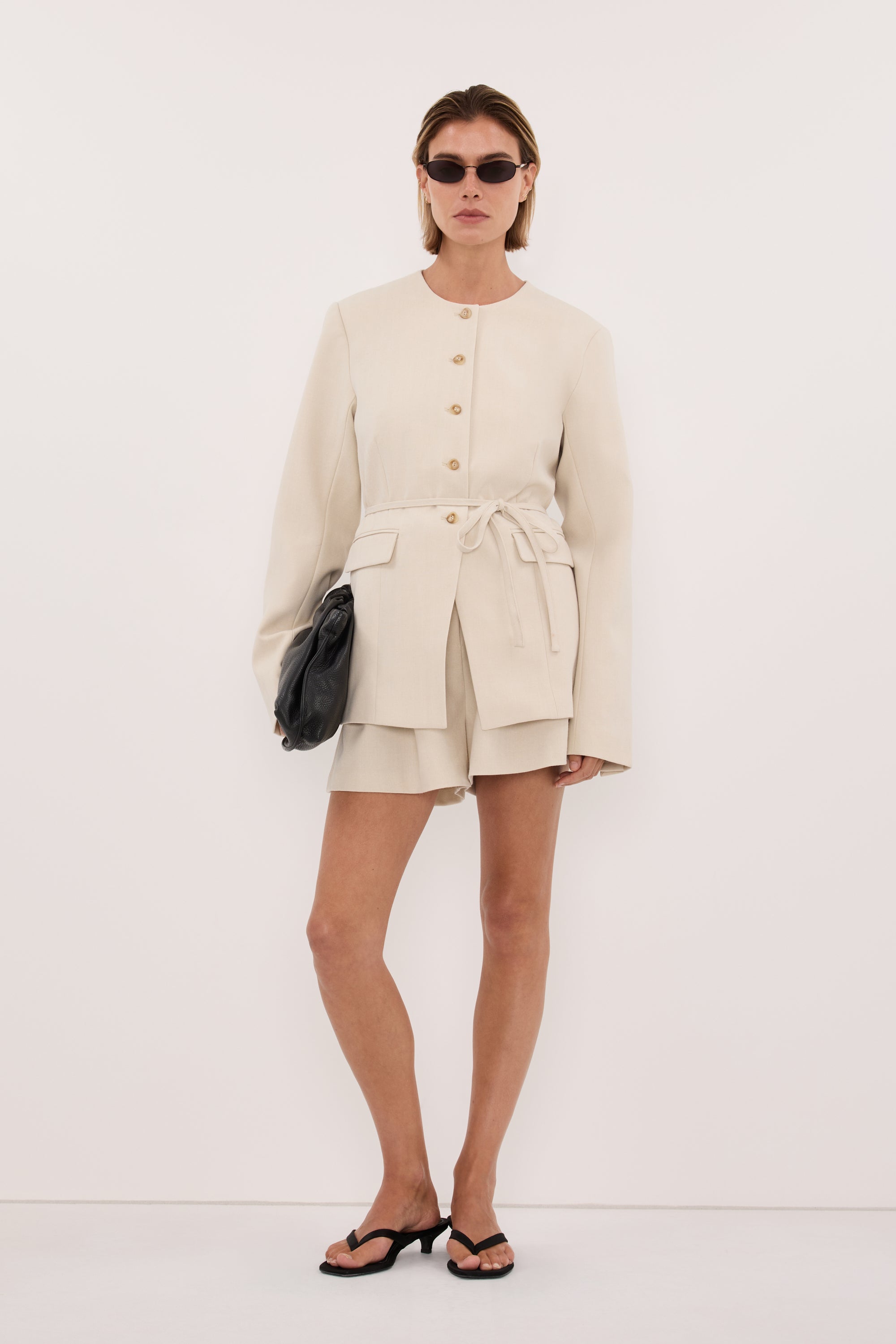 CYRUS BONE COLLARLESS BLAZER