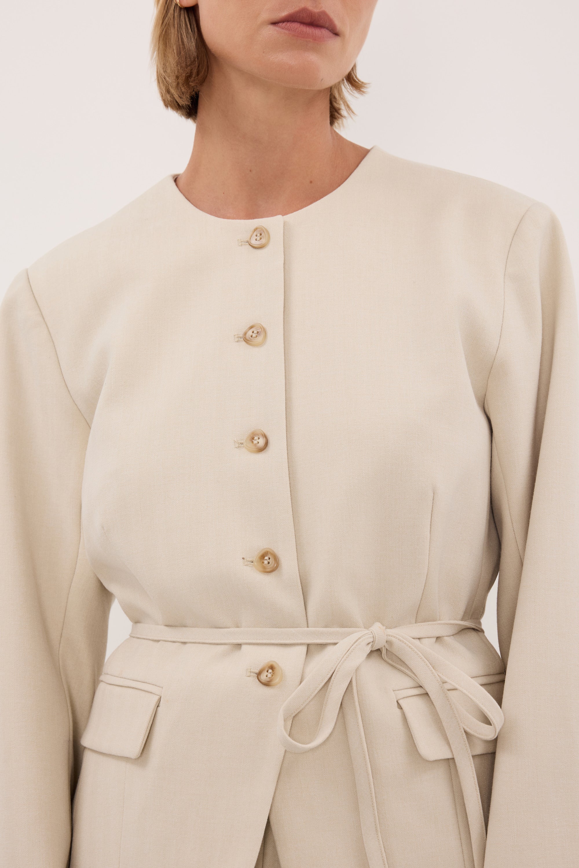 CYRUS BONE COLLARLESS BLAZER