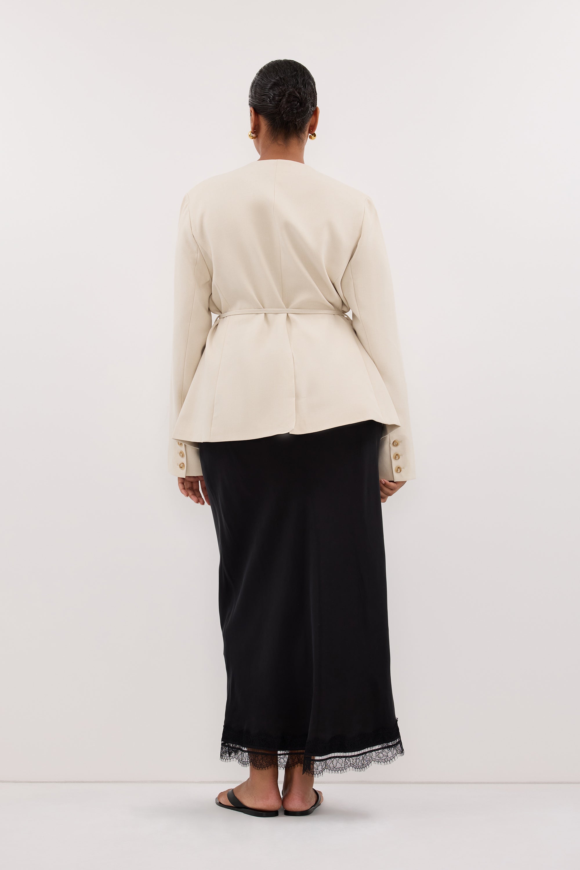 CYRUS BONE COLLARLESS BLAZER