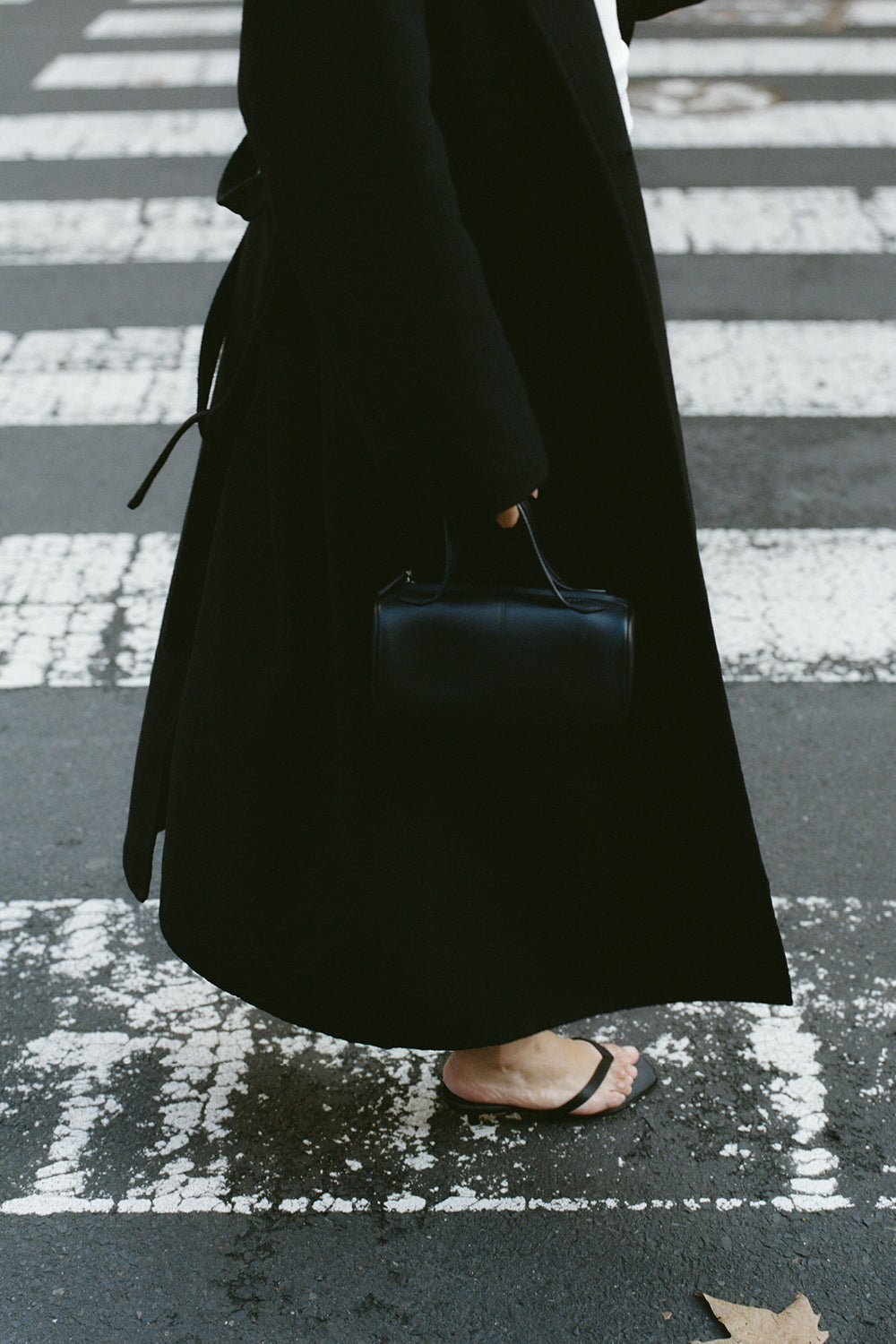 GRETA BLACK COLLARLESS WOOL BLEND COAT