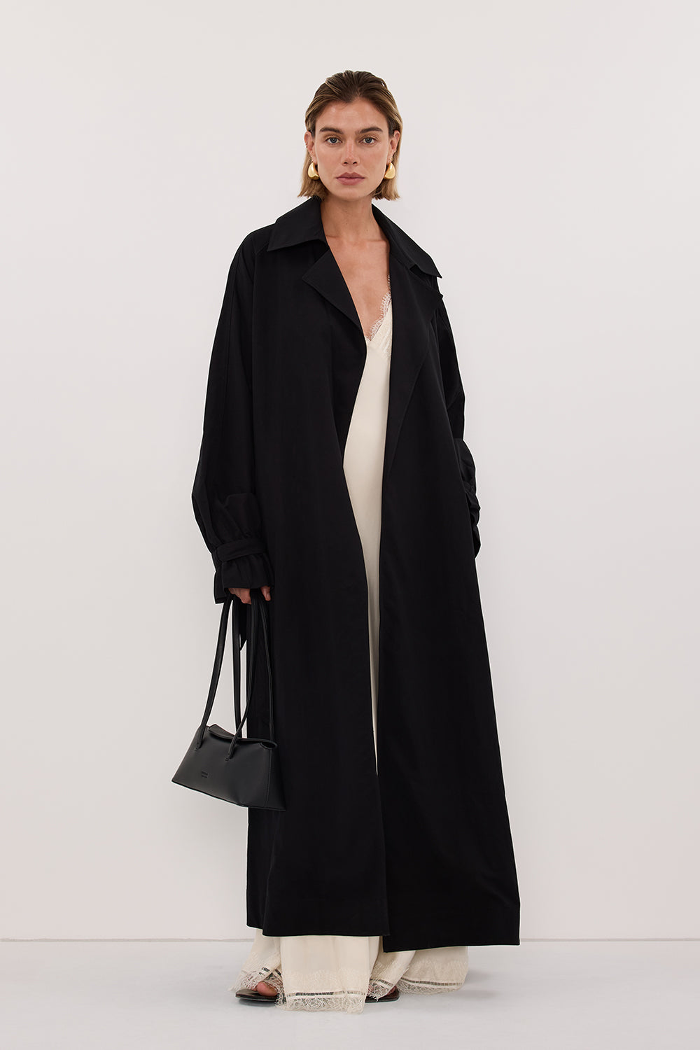 NINA BLACK LIGHTWEIGHT TRENCH COAT