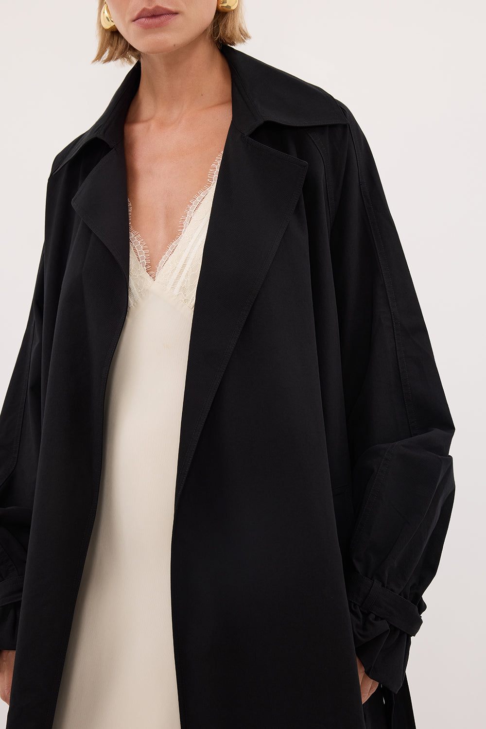 NINA BLACK LIGHTWEIGHT TRENCH COAT