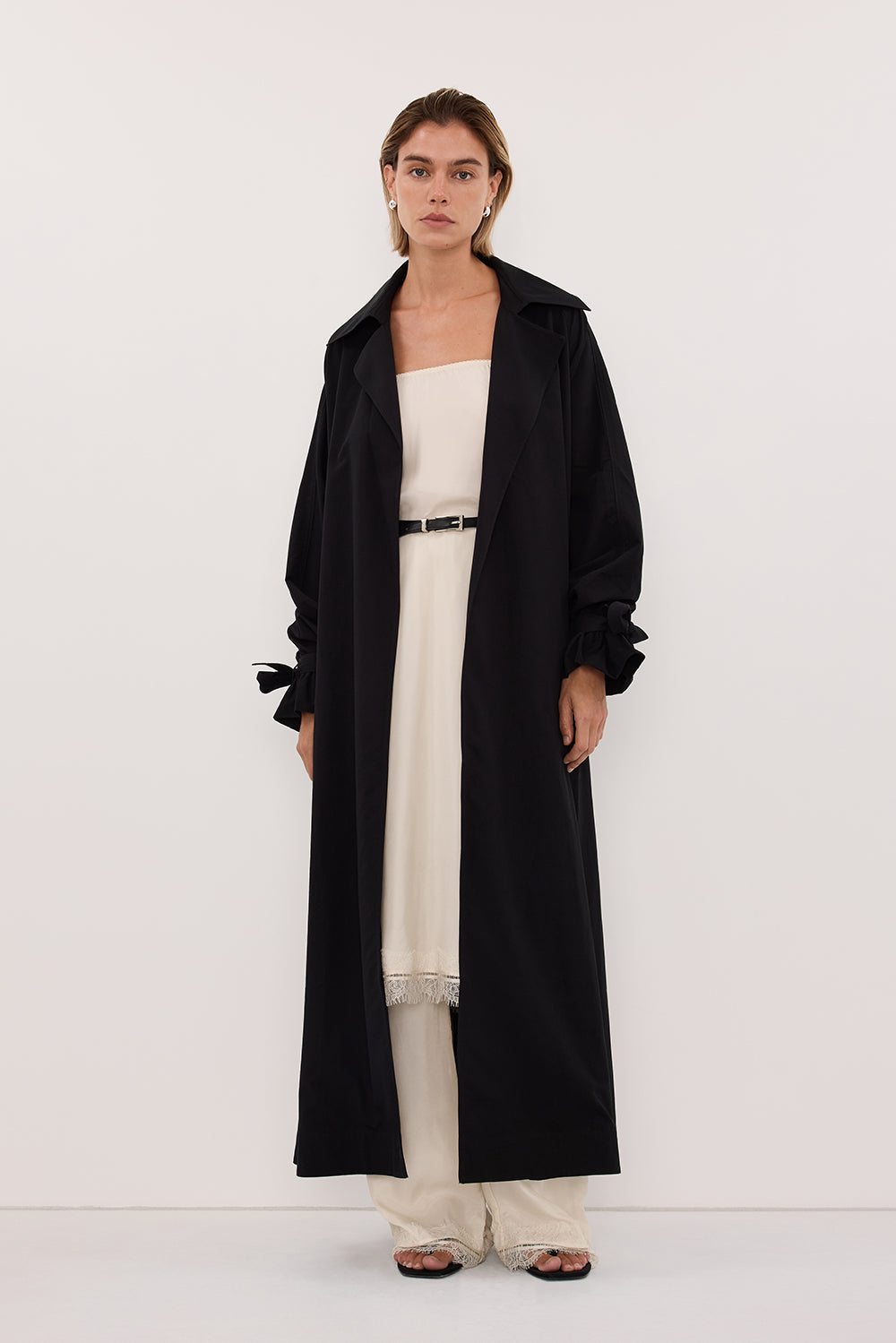 NINA BLACK LIGHTWEIGHT TRENCH COAT