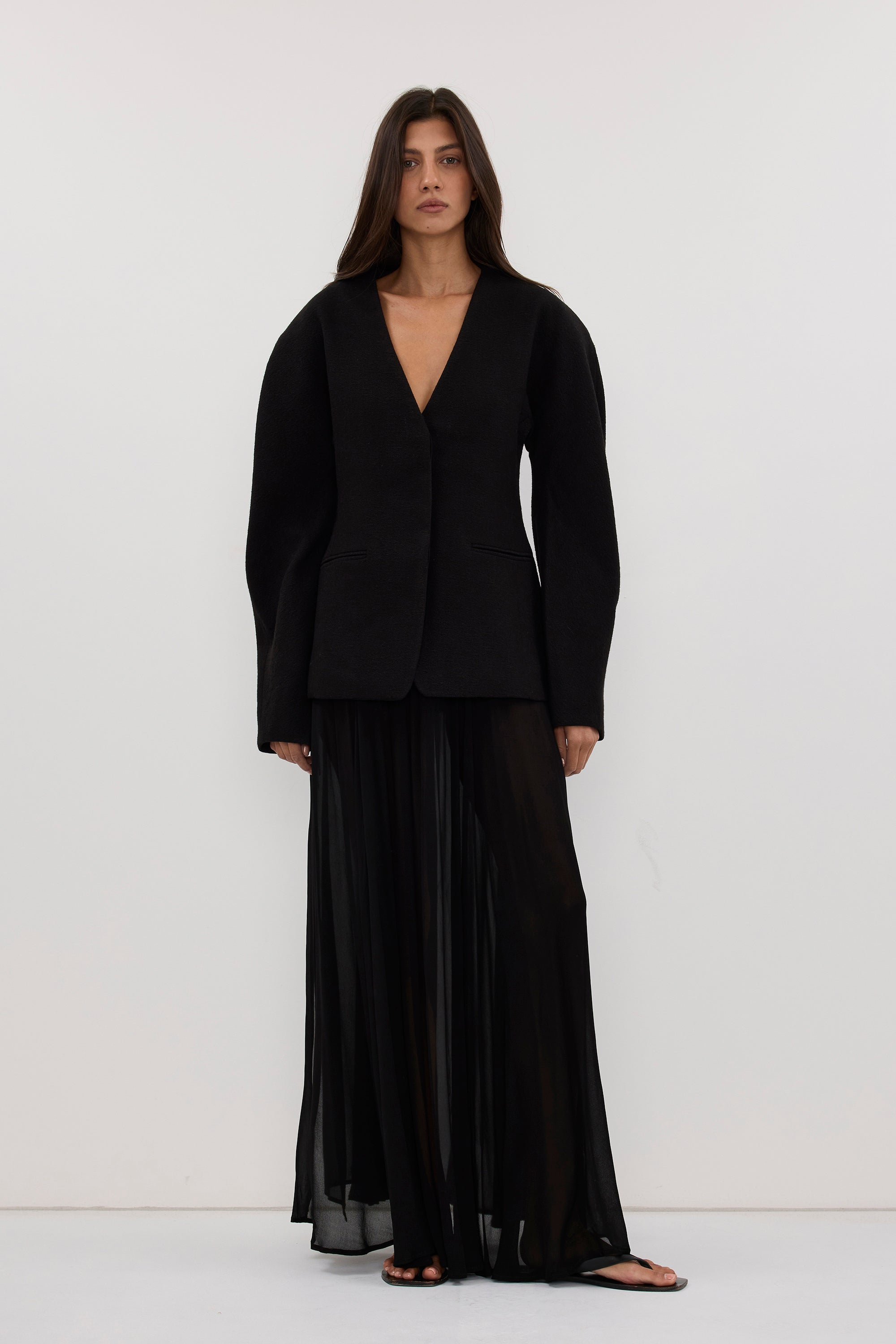 BOBBI BLACK BOUCLE COCOON BLAZER