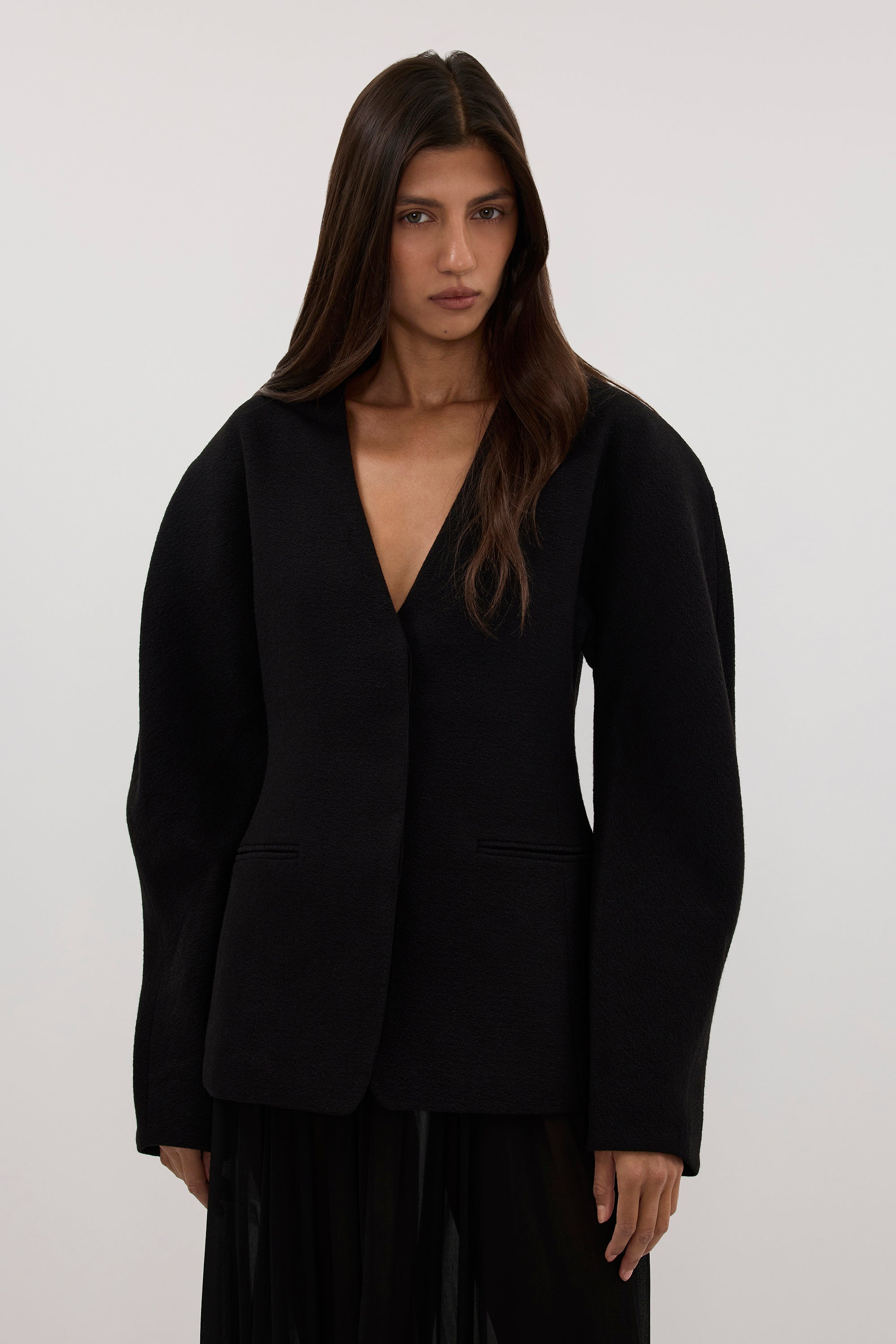 BOBBI BLACK BOUCLE COCOON BLAZER